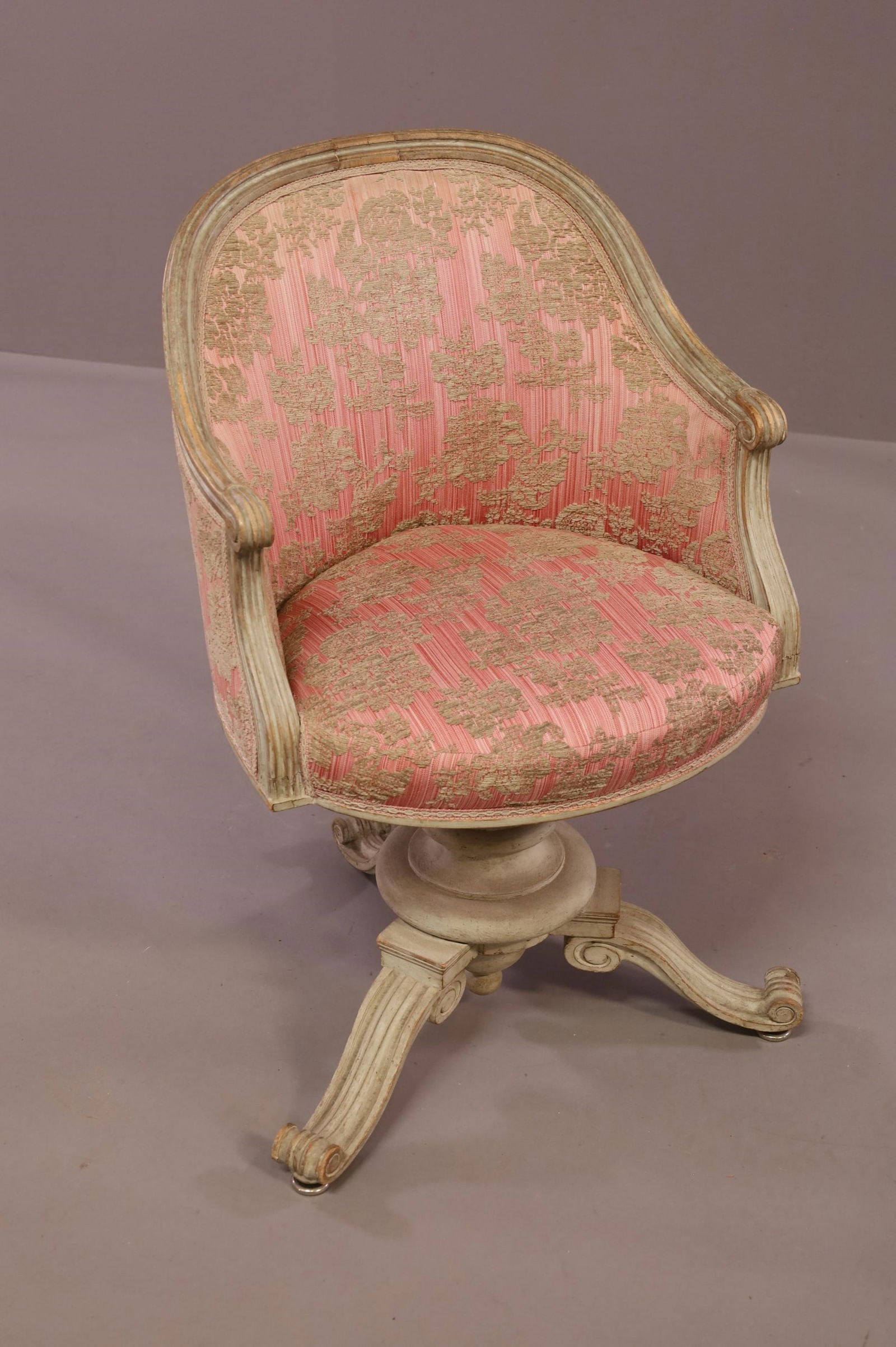 CARVED FRENCH STYLE SWIVEL CHAIR (1 of 3)