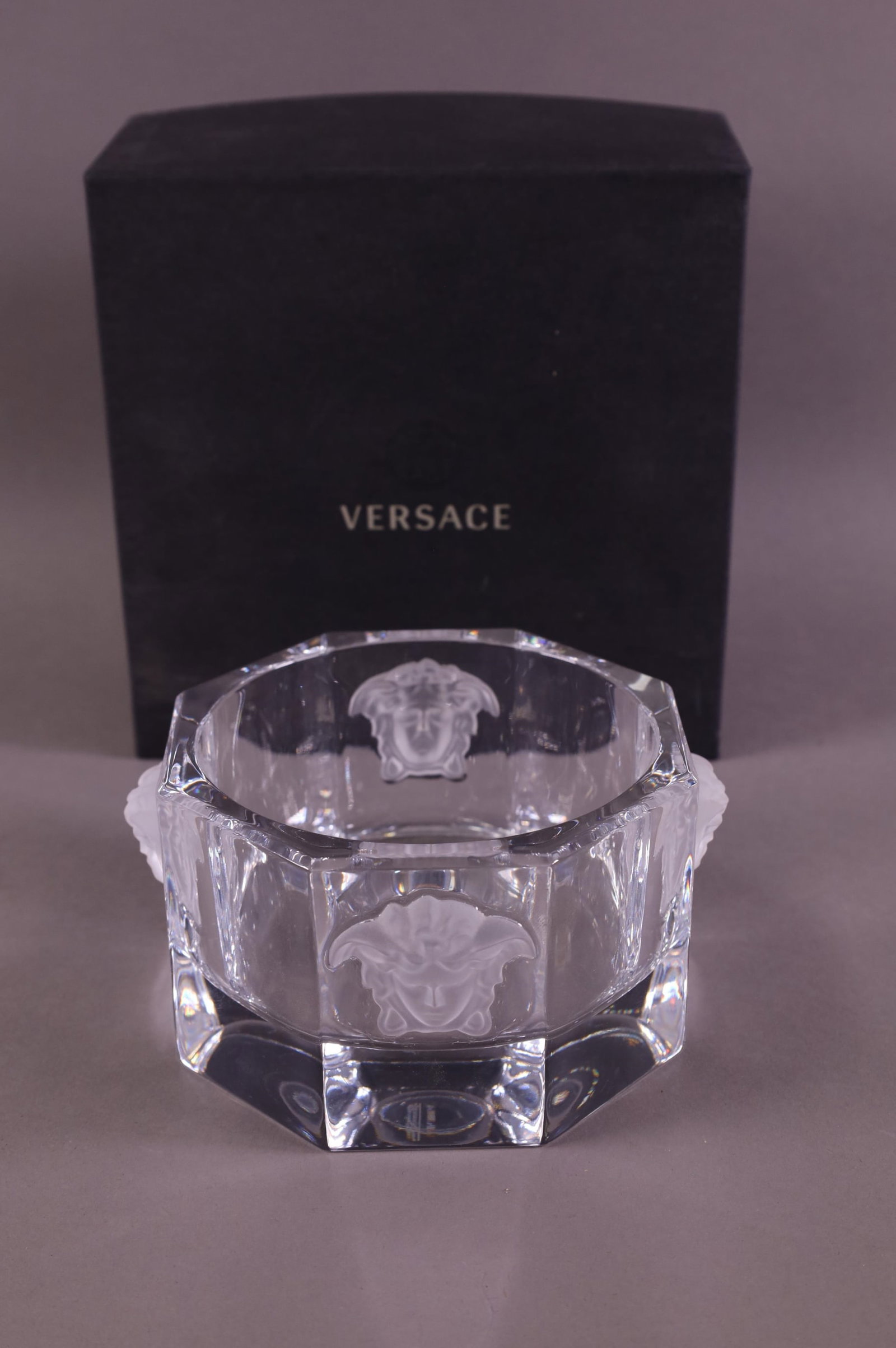 ROSENTHAL VERSACE BOWL IN ORIGINAL BOX: 5 3/4" WIDE X 3" TALL.
