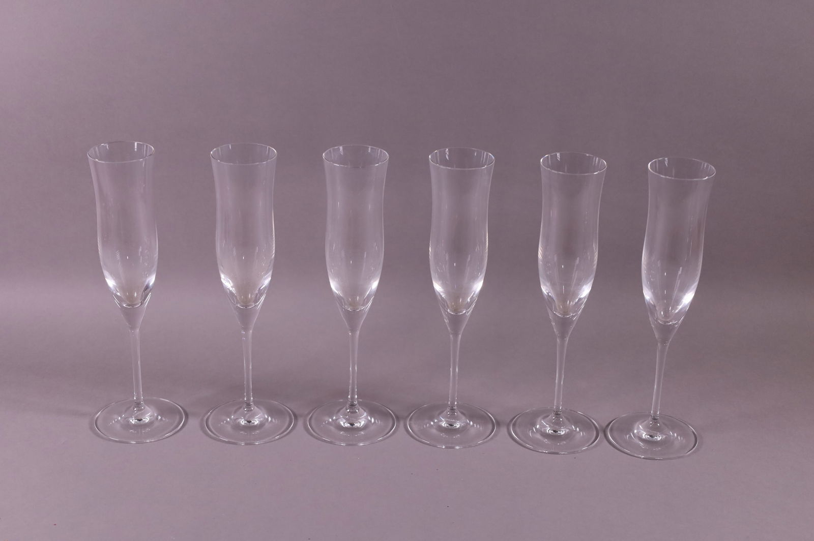 SET OF 6 STEUBEN STEMS: SIGNED STEUBEN STEMS, GOOD CONDITION. 10" H