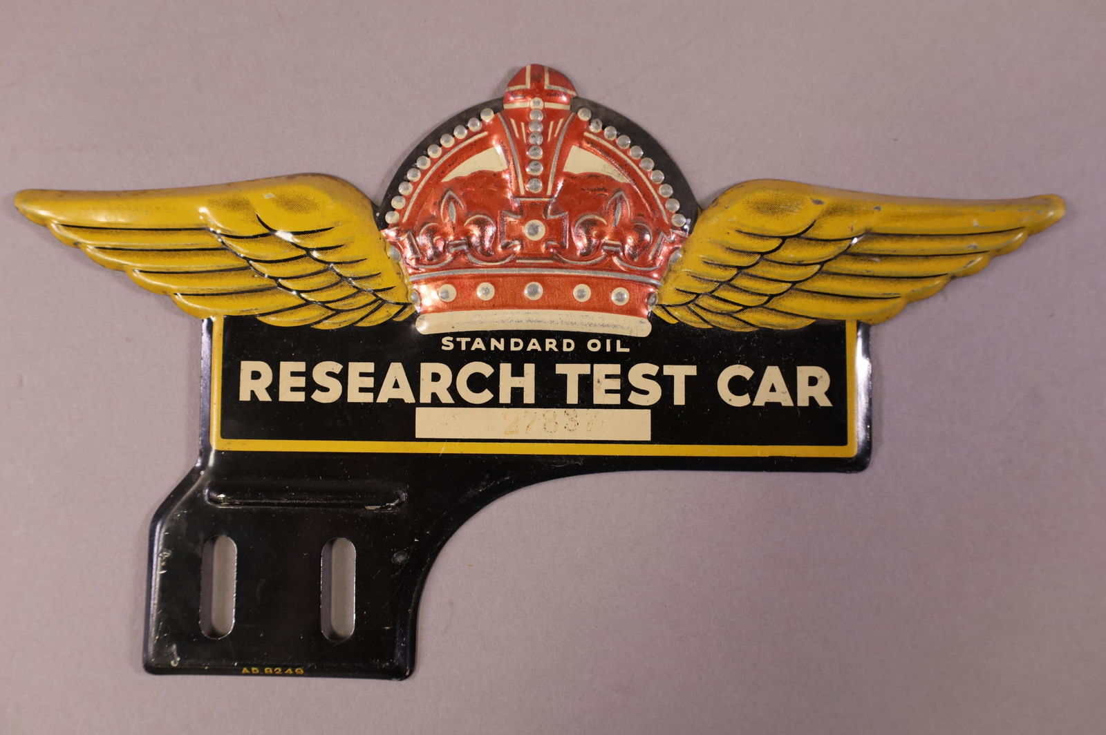 RESEARCH TEST CAR TIN LICENSE PLATE TOPPER (1 of 2)