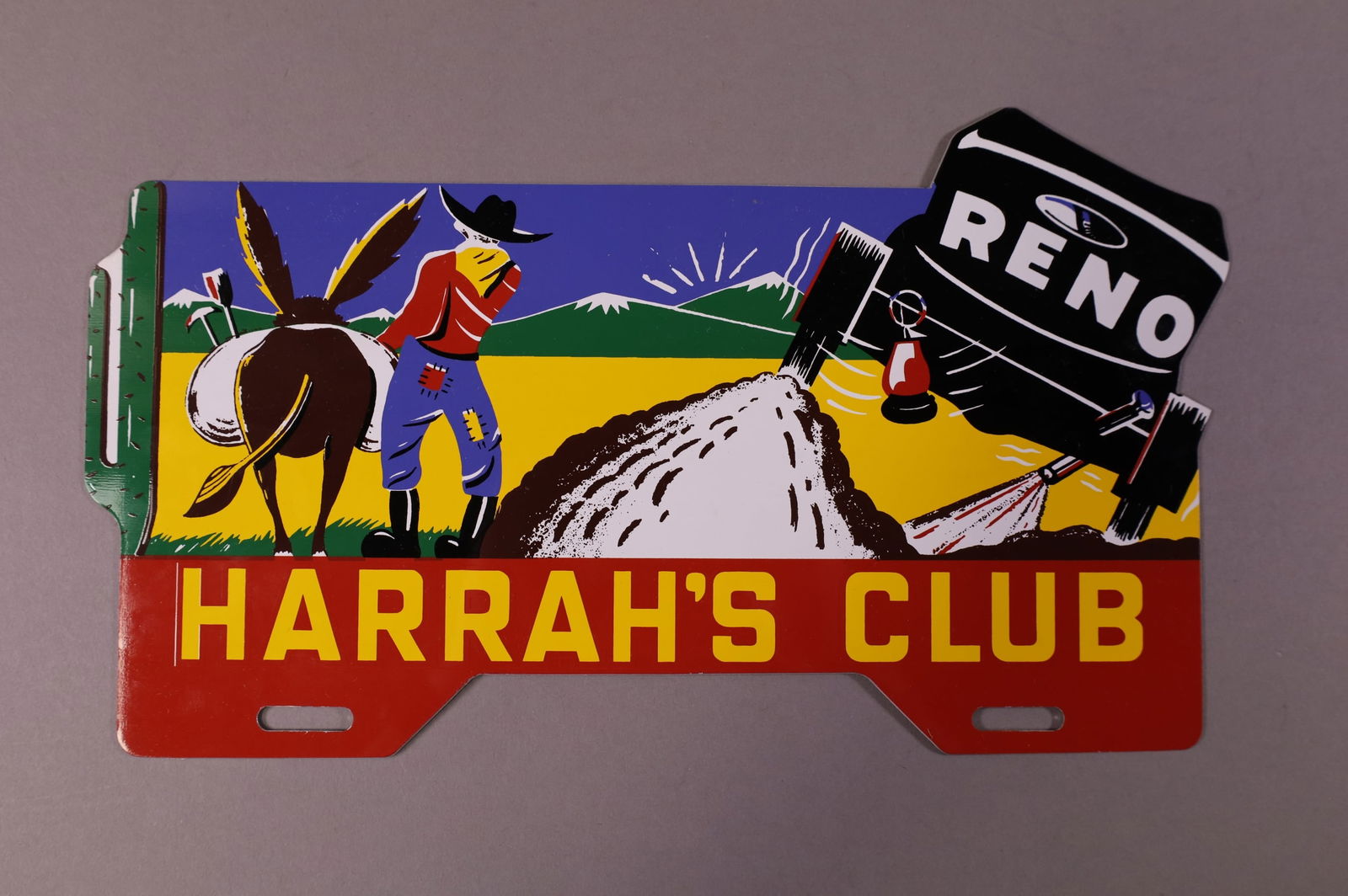HARRAH'S CLUB RENO TIN LICENSE PLATE TOPPER (1 of 2)