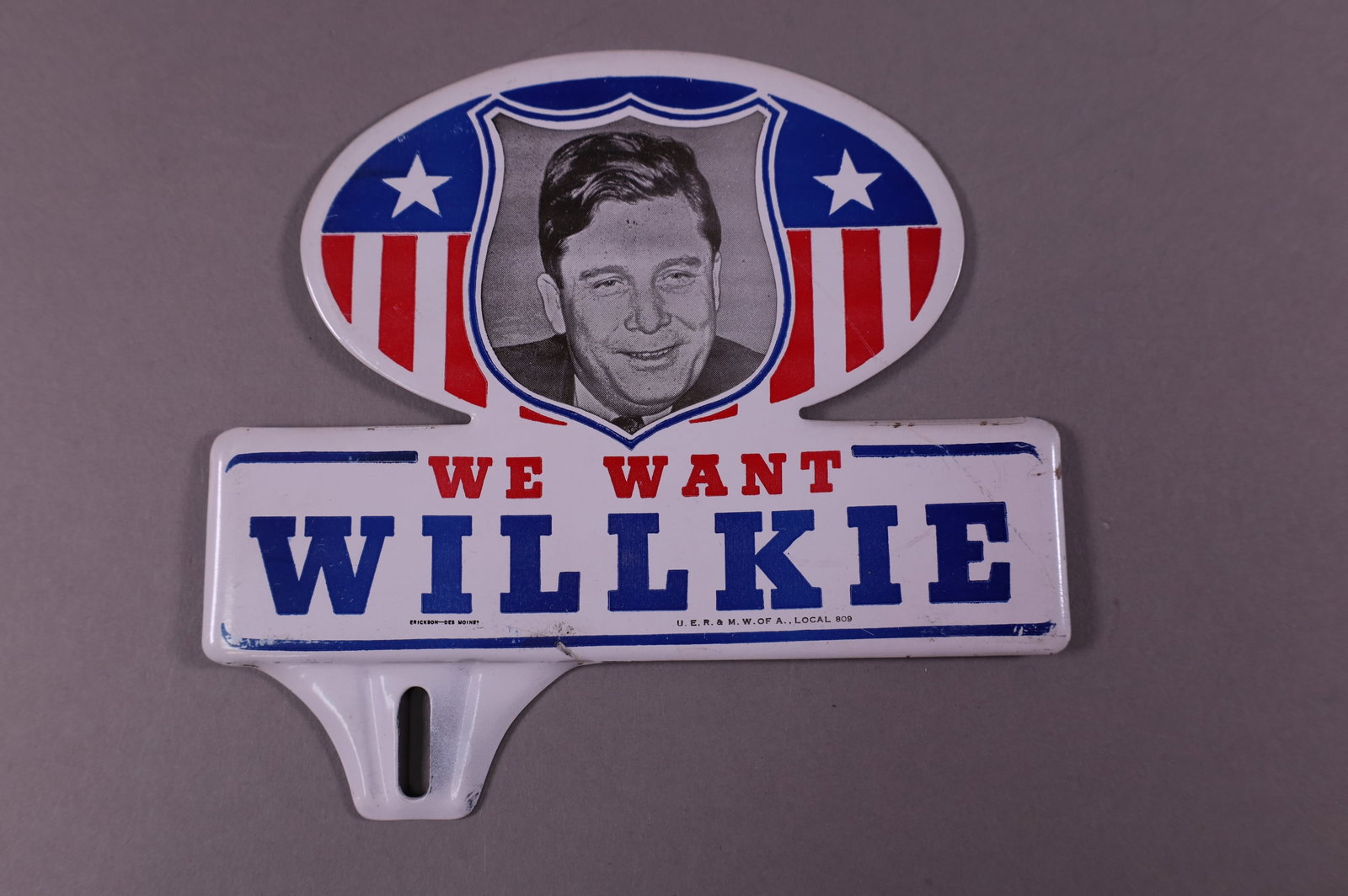WE WANT WILLKIE TIN LICENSE PLATE TOPPER (1 of 2)