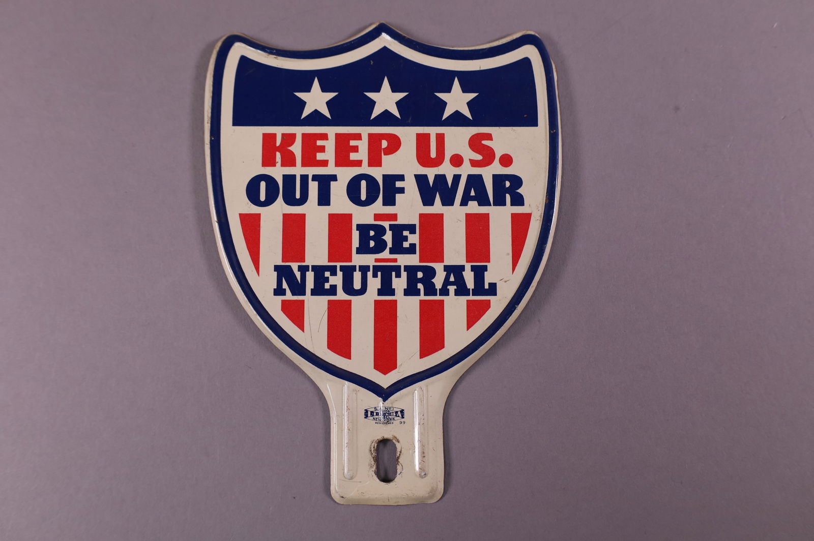ANTI WAR TIN LICENSE PLATE TOPPER (1 of 2)