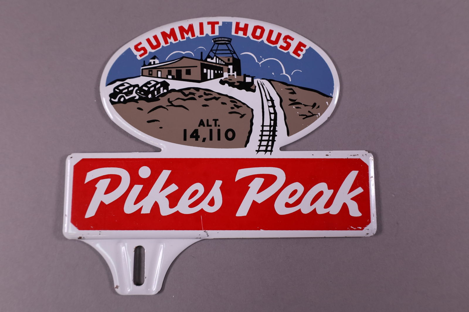 PIKES PEAK TIN LICENSE PLATE TOPPER (1 of 2)