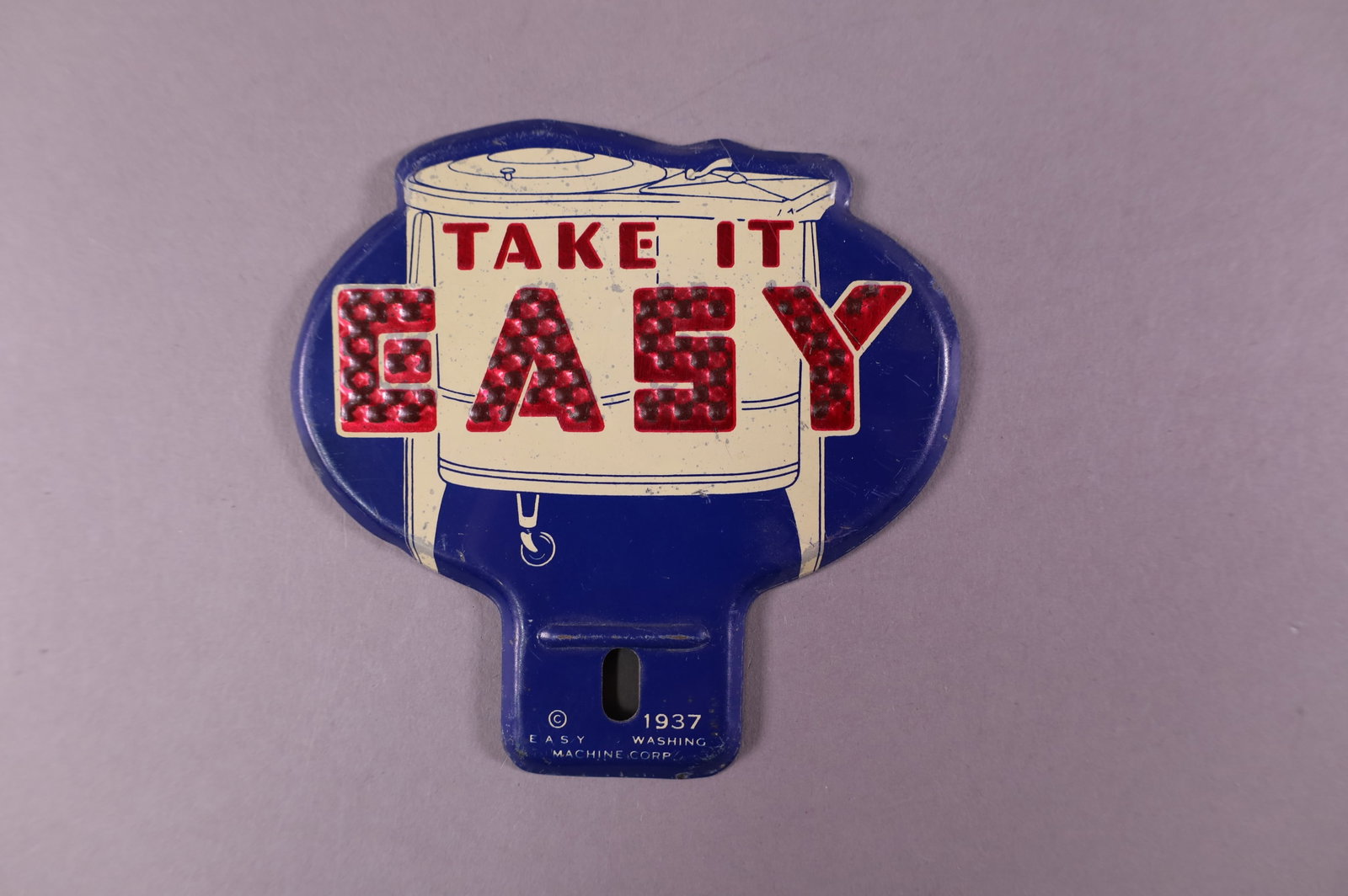 TAKE IT EASY TIN LICENSE PLATE TOPPER (1 of 2)