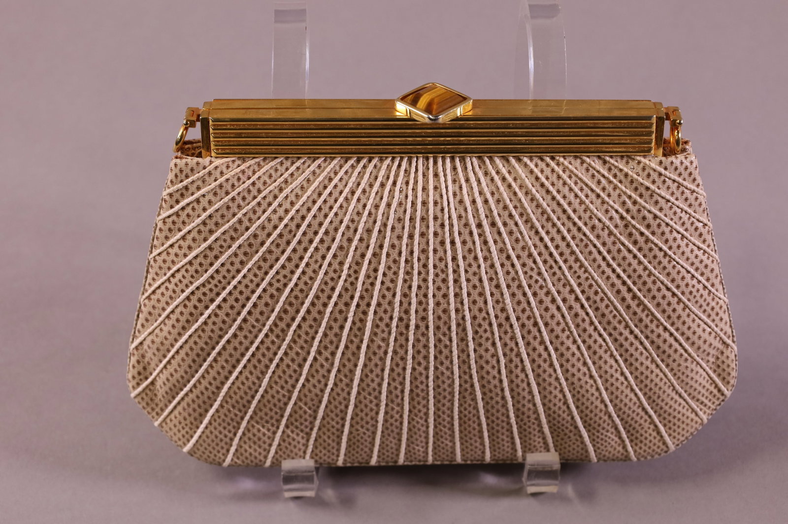 JUDITH LEIBER BROWN LEATHER EVENING BAG (1 of 4)