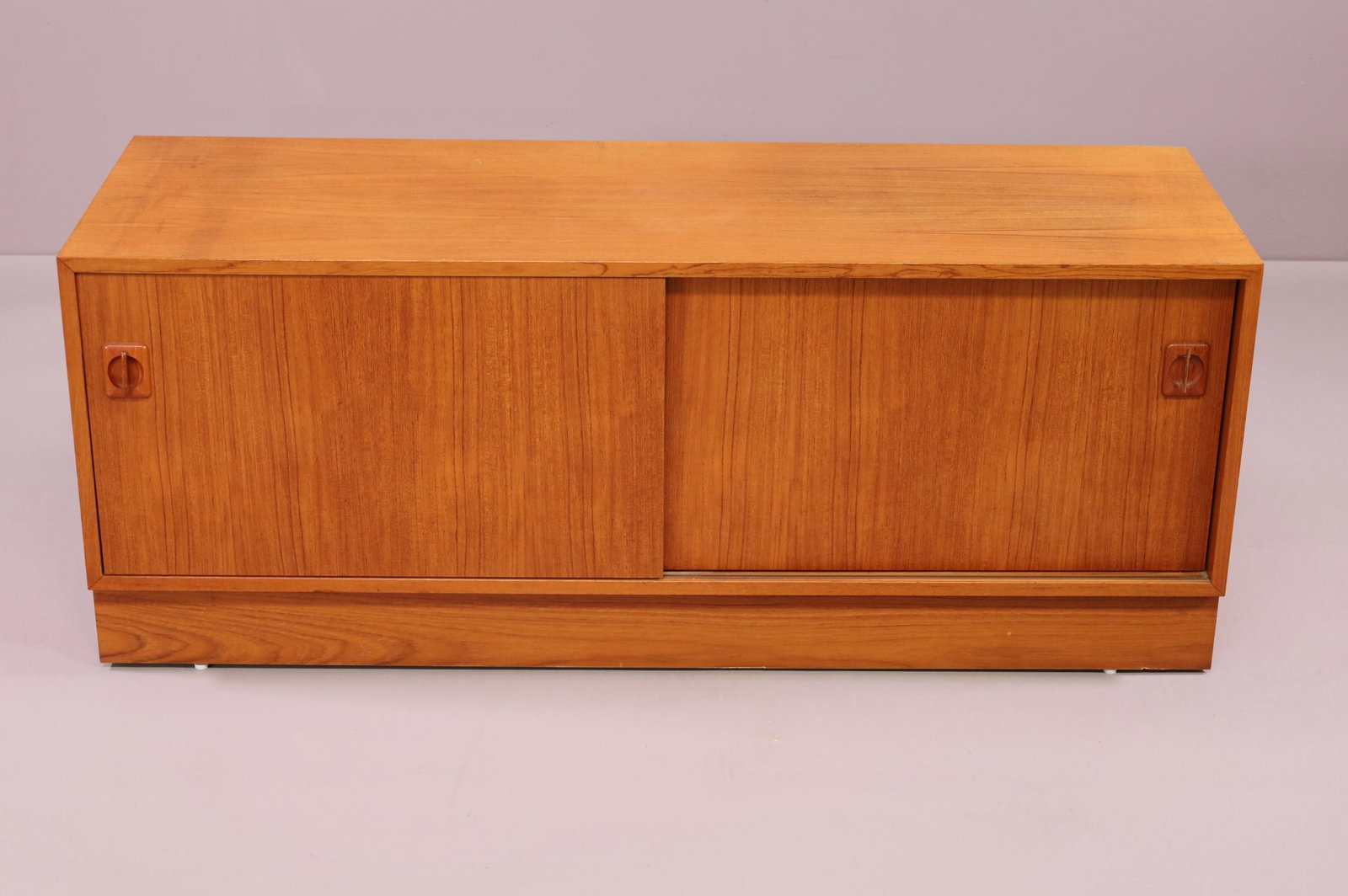DANISH MODERN LOW SLIDING DOOR CABINET (1 of 2)