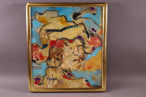 LAZZARO DONATI PAINTING: OIL ON BOARD, SIGNED ON REVERSE, DATED 1961. TITLED IL CAVALIERE. 15" x 17" IN FRAME