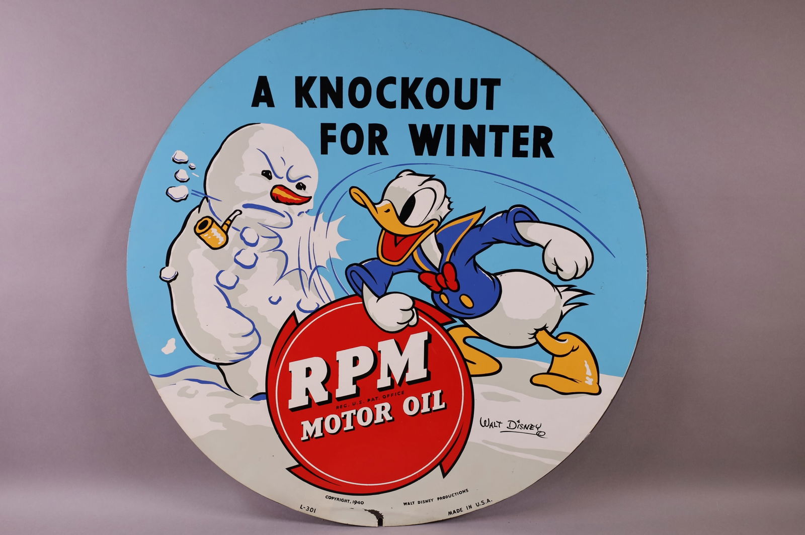 RPM Motor Oil w/Donald Duck Metal Sign (TAC) (1 of 3)