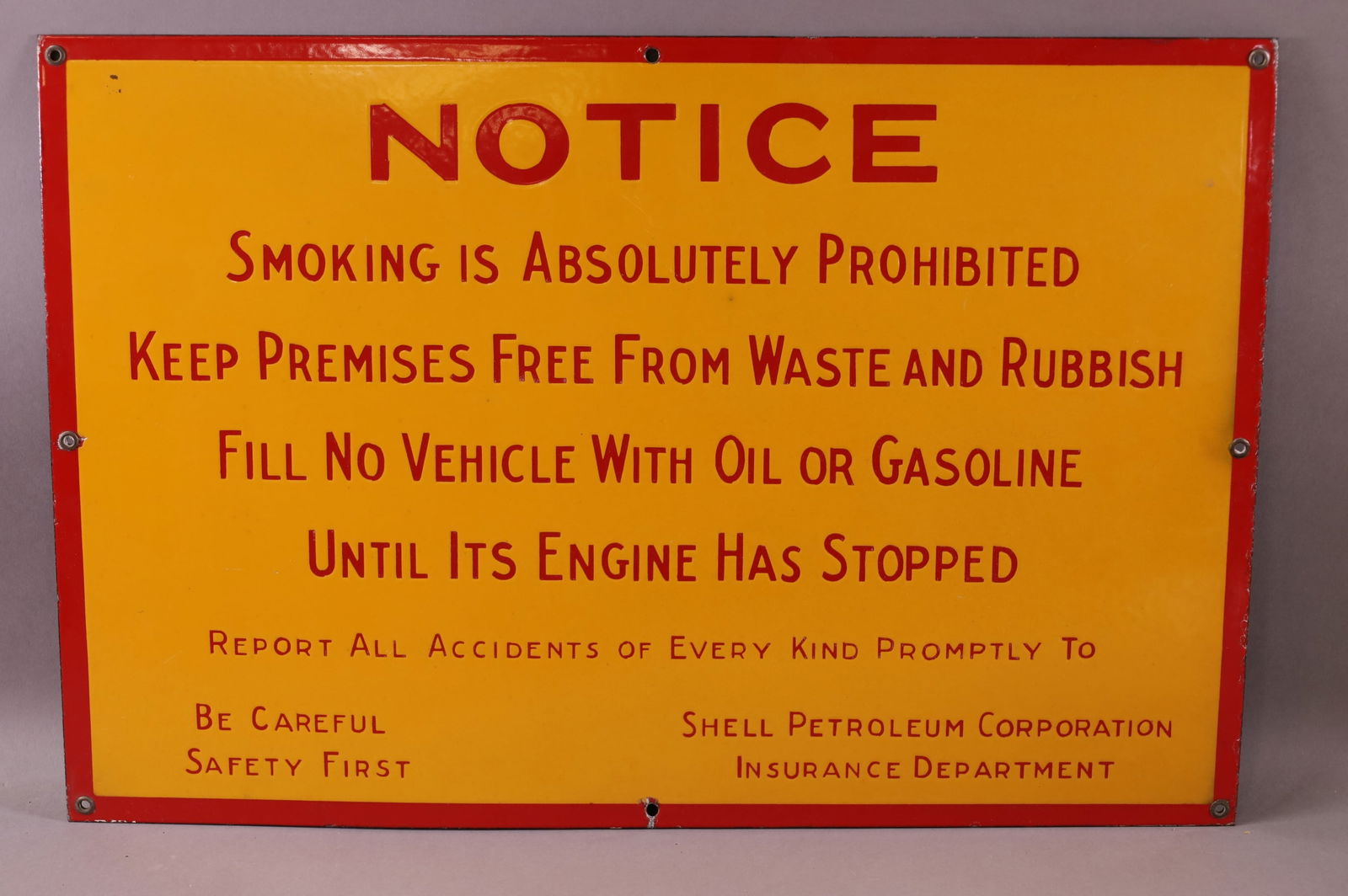 (Shell) Notice Porcelain Sign (TAC) (1 of 4)