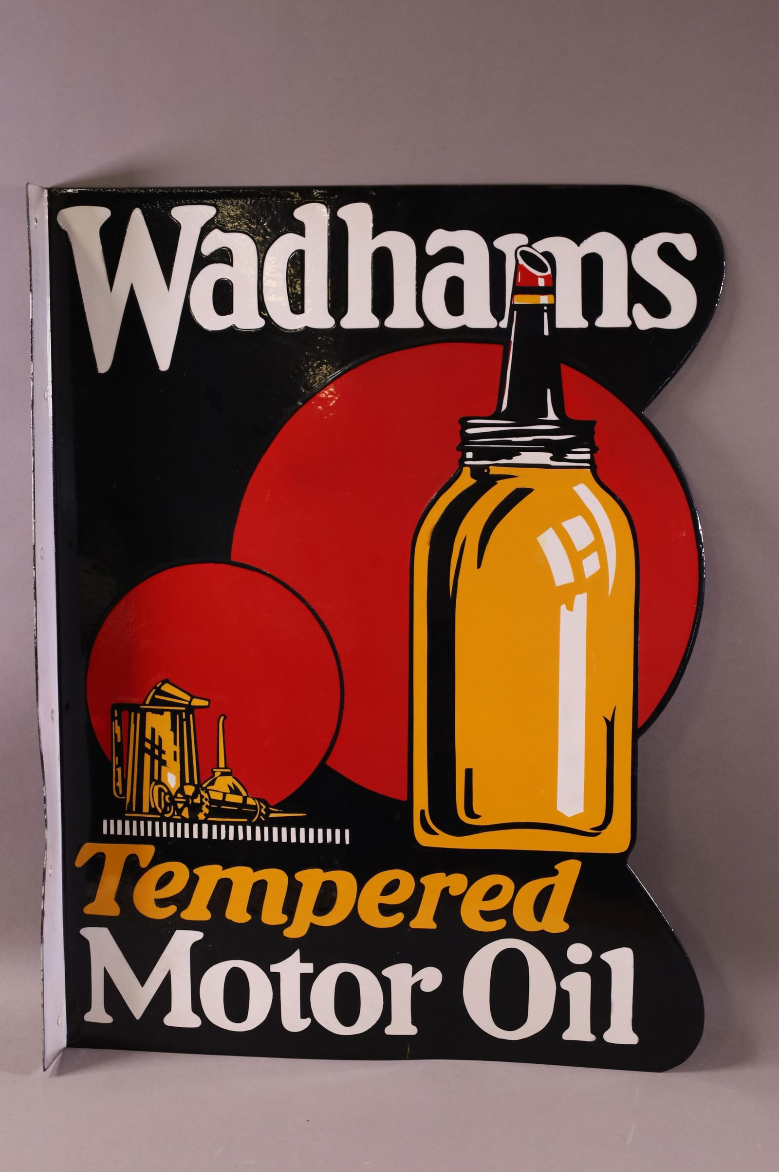 Wadhams Tempered Motor Oil Flange Sign (restored) (1 of 2)
