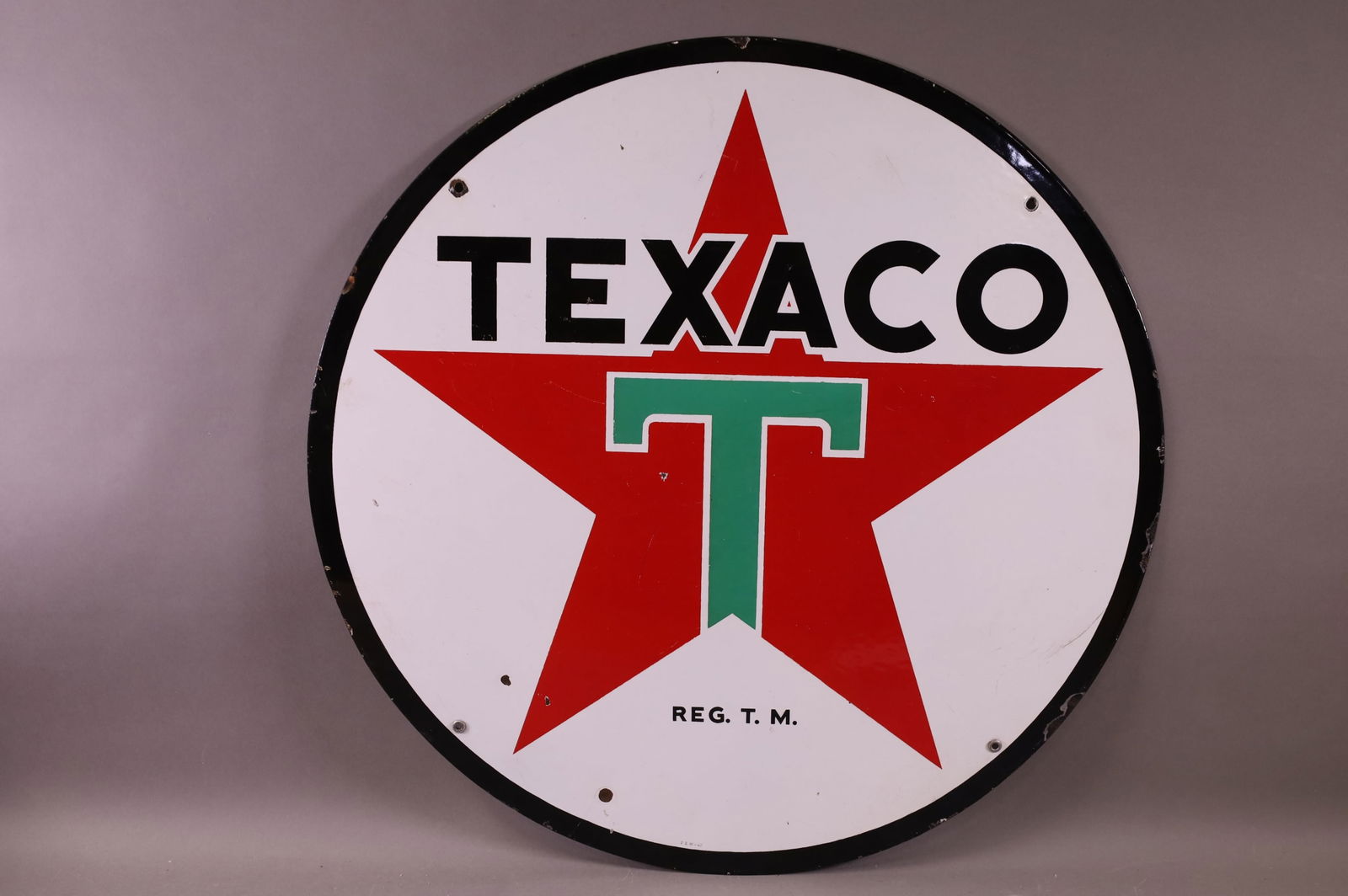 Texaco (white-T) Star Logo Porcelain Sign (TAC) (1 of 5)