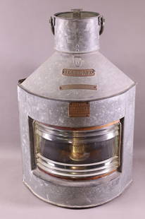 Texaco Europe Ship's Lantern (Starboard): rated 8.5, 22"x15"x15", the galvanized metal lamps are in good original condition.
