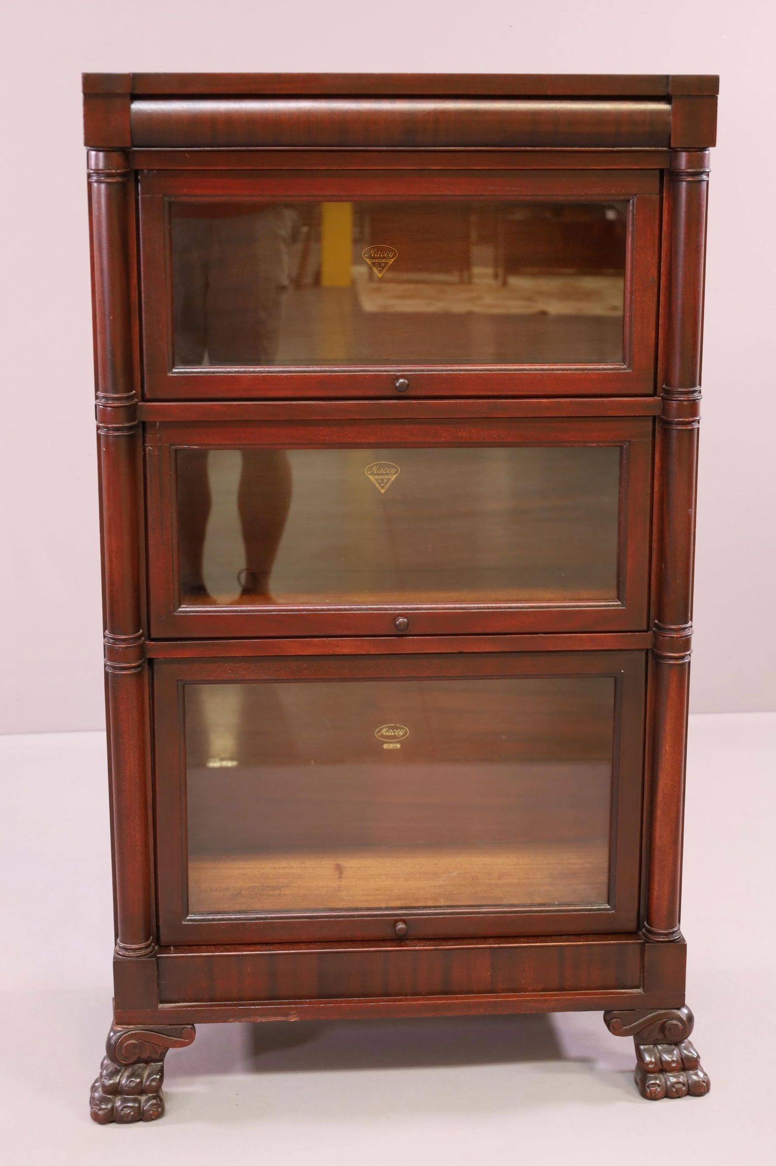 SMALL ANTIQUE THREE STACK LAWYER'S BOOKCASE (1 of 5)