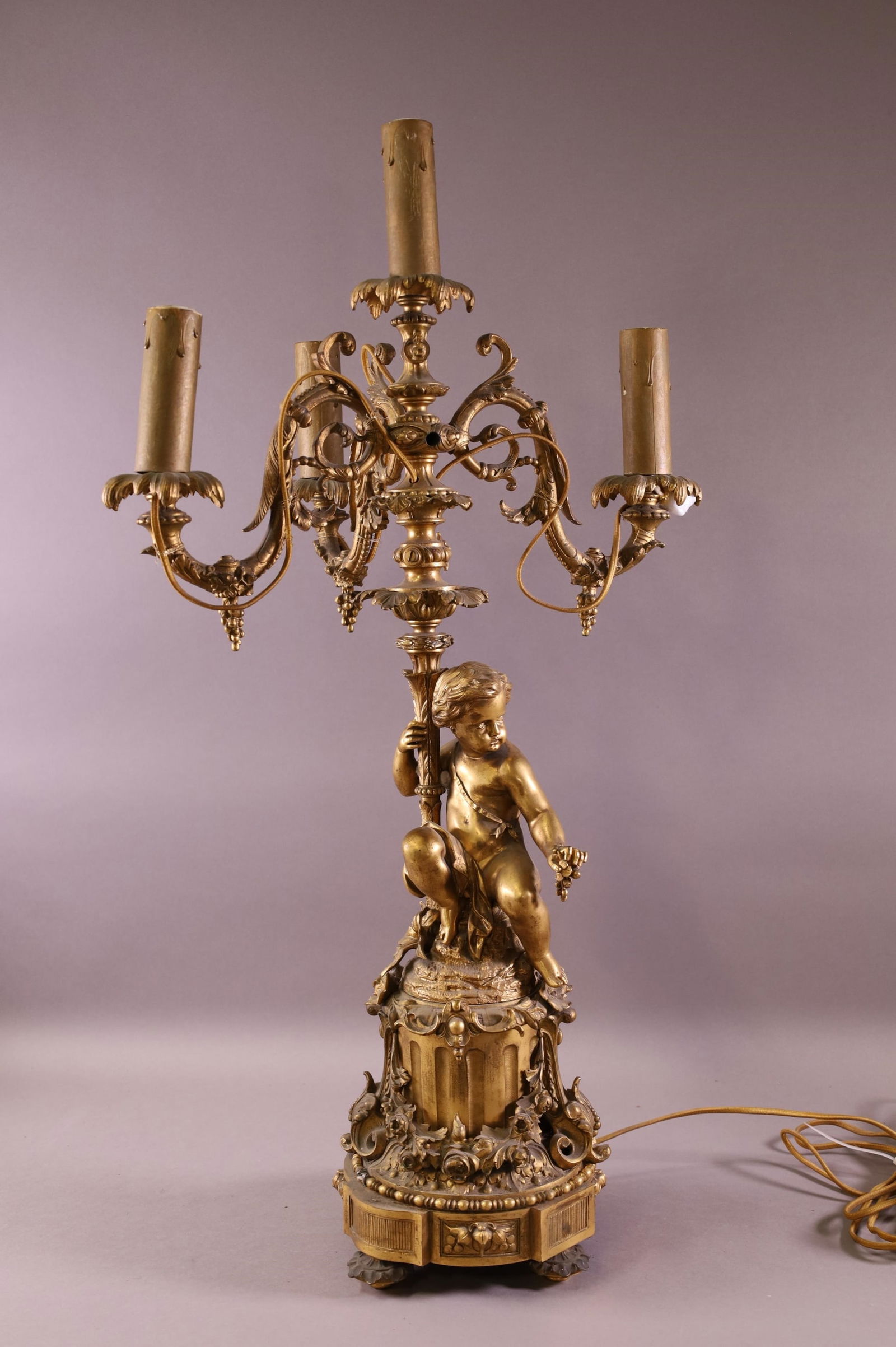 BRONZE FIGURAL CANDELABRA LAMP (1 of 3)