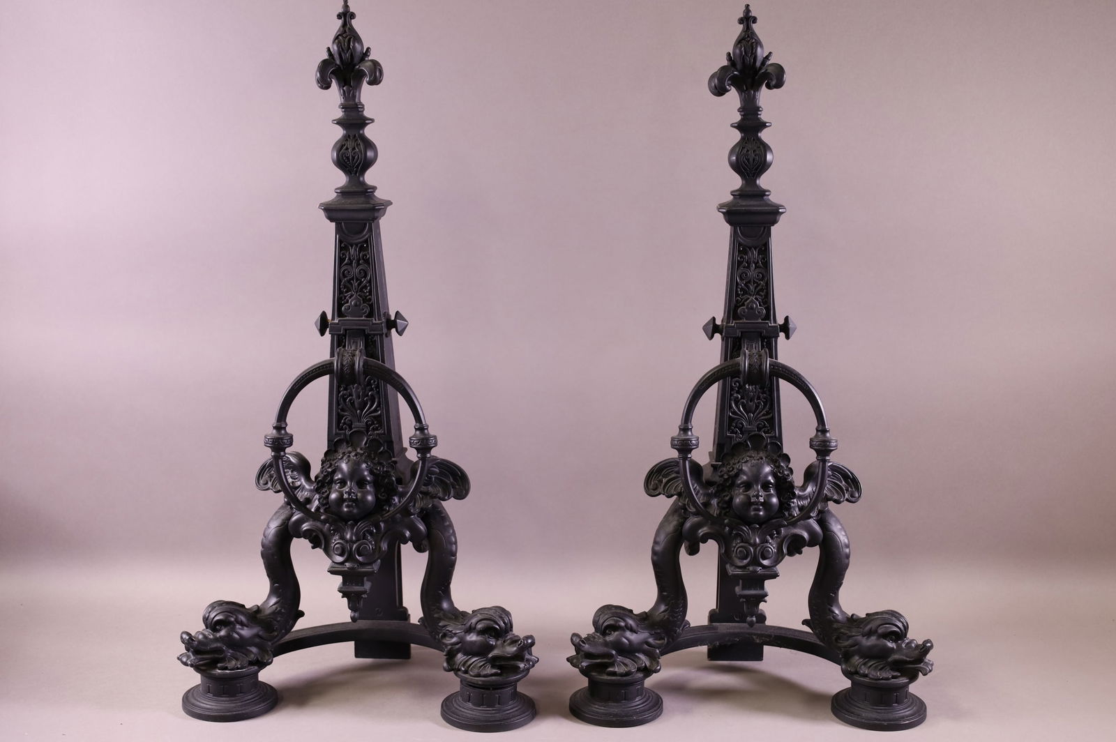 PAIR OF CAST BRONZE ANDIRONS (1 of 3)