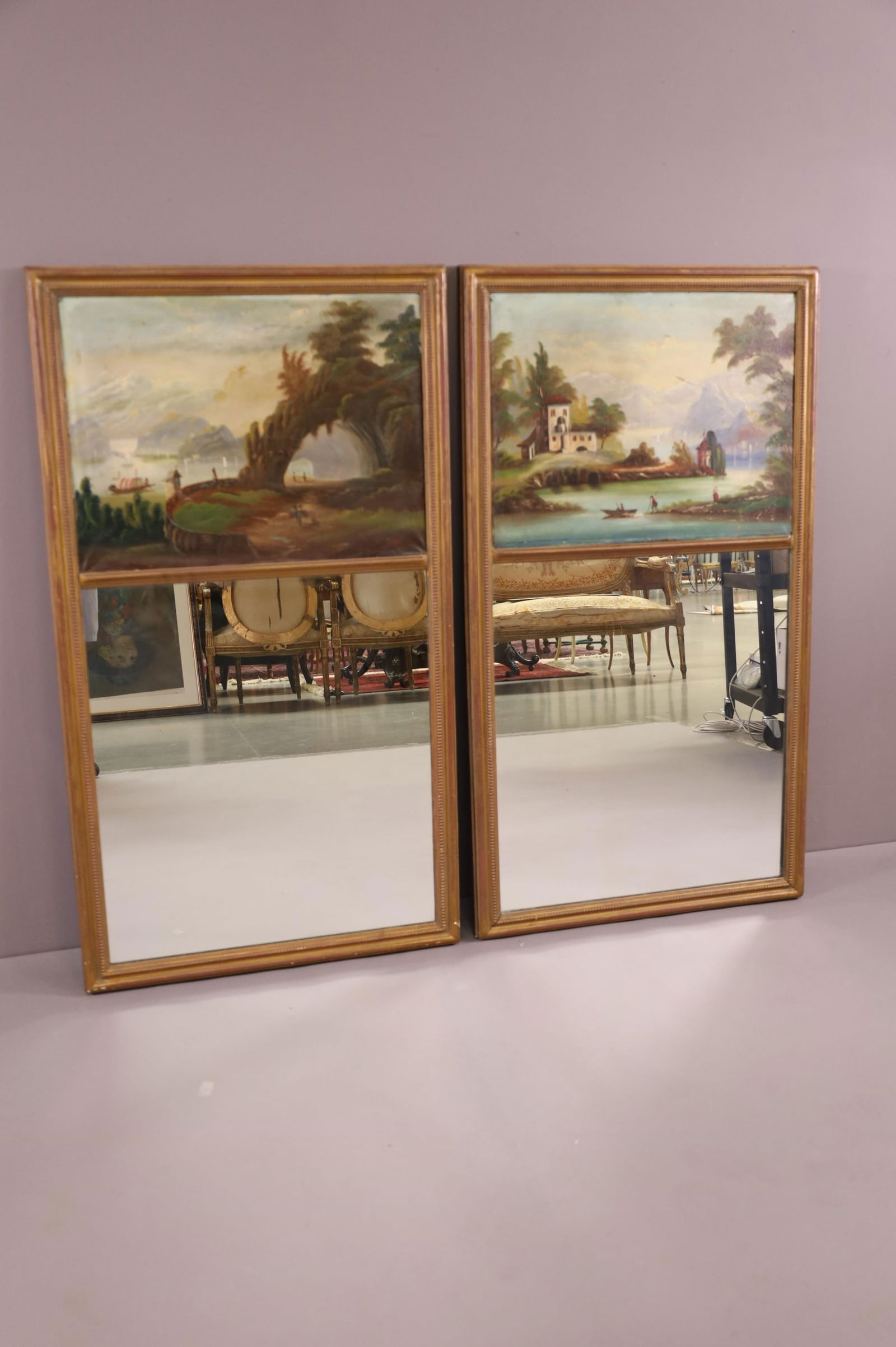 PAIR OF LARGE TRUMEAU MIRRORS (1 of 4)