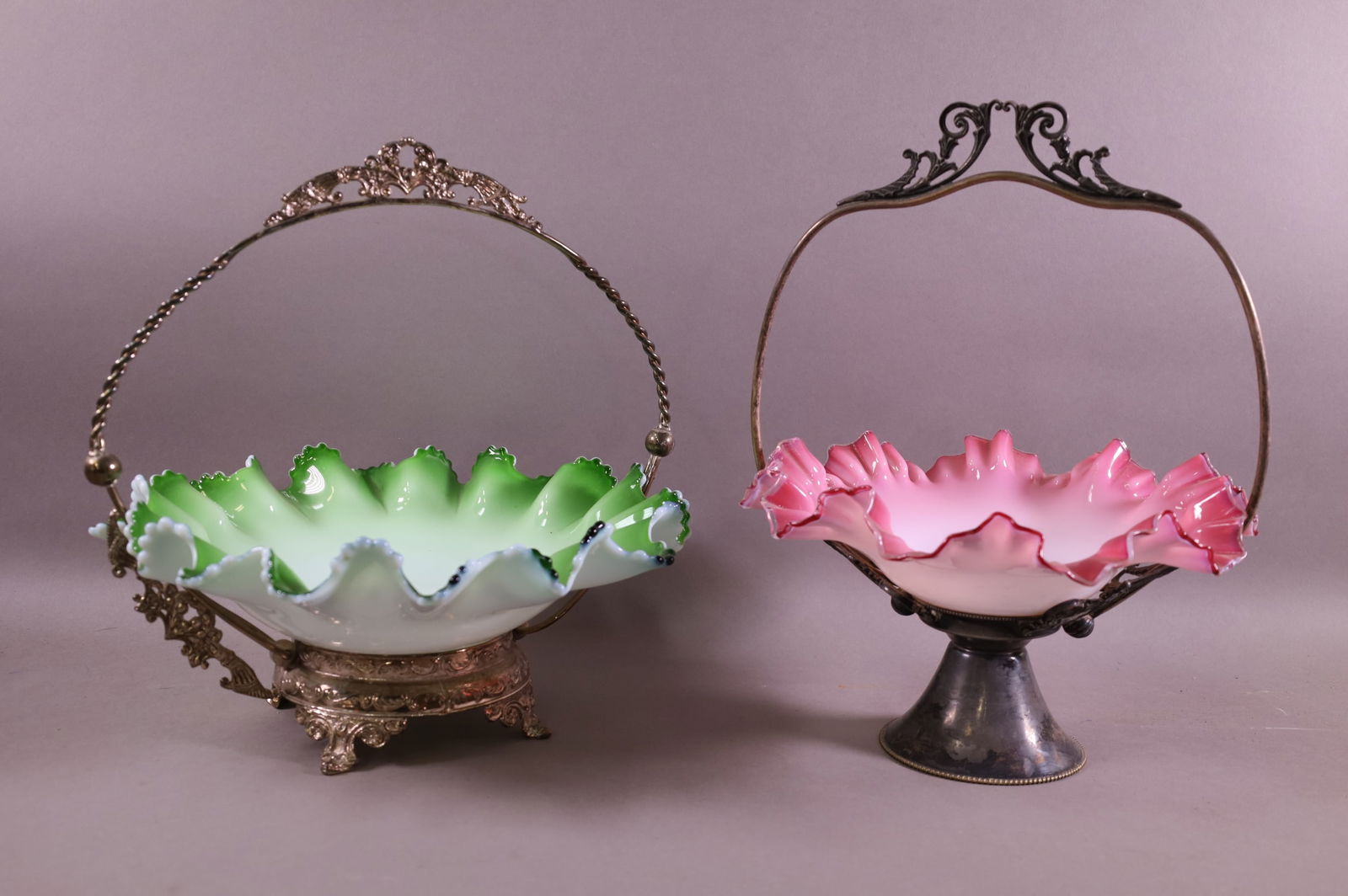 TWO VICTORIAN BRIDE'S BASKETS (1 of 3)