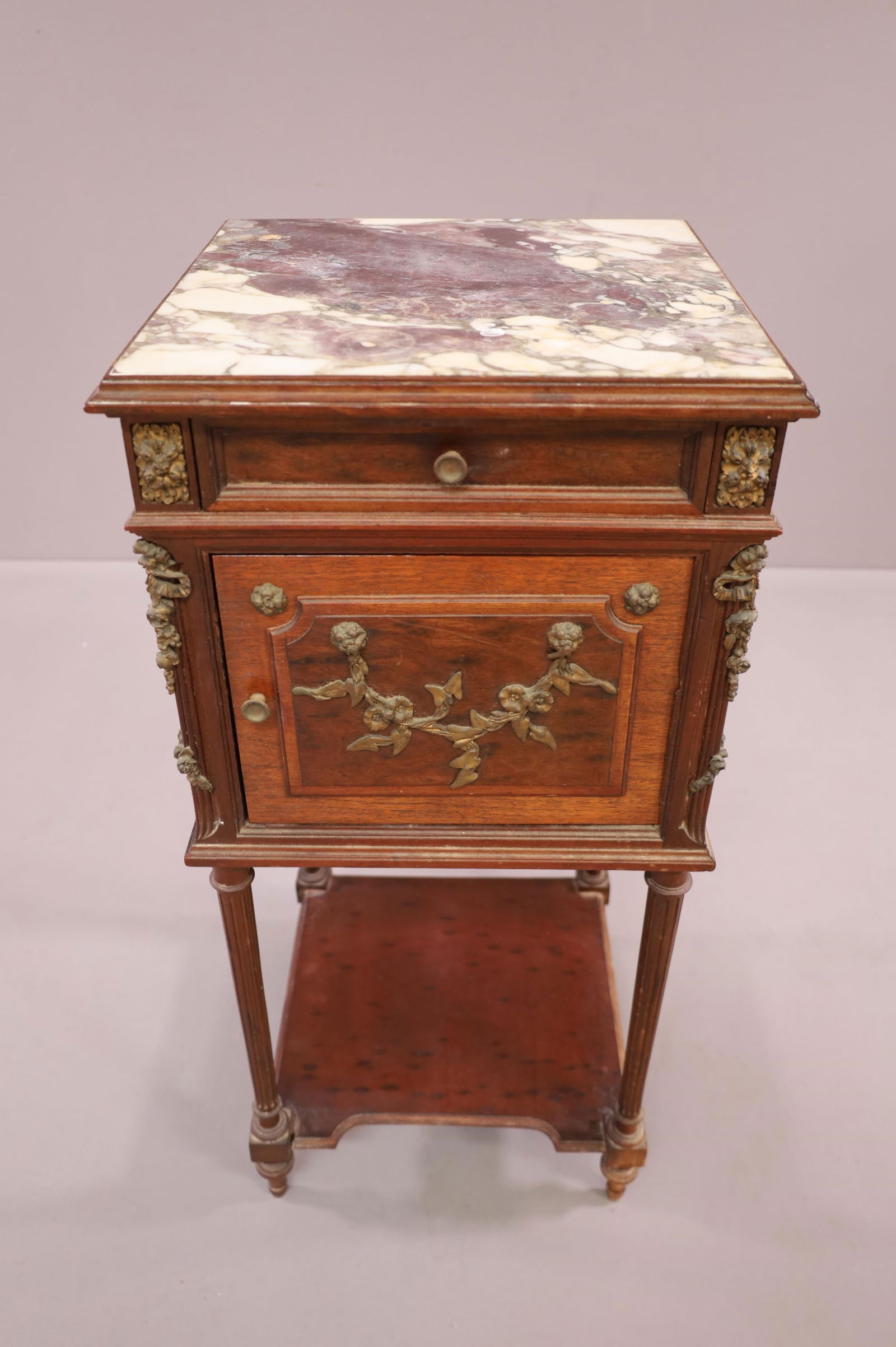 VICTORIAN FRENCH MARBLE TOP NIGHTSTAND (1 of 2)