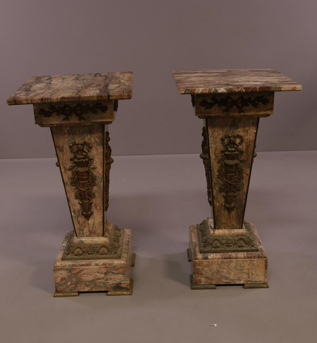 PAIR OF MARBLE AND BRONZE PEDESTALS (1 of 6)