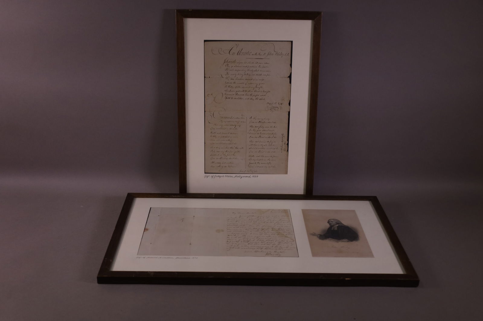 TWO PIECES OF JOHN WESLEY EPHEMERA: LETTER SIGNED BY JOHN WESLEY, DATED 1784 & LETTER DATED 1790.