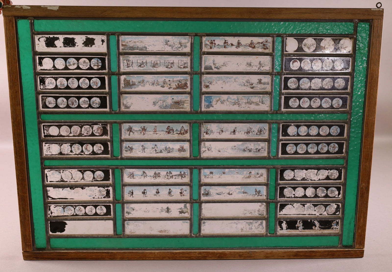 ANTIQUE MAGIC LANTERN SLIDE LEADED WINDOW (1 of 3)