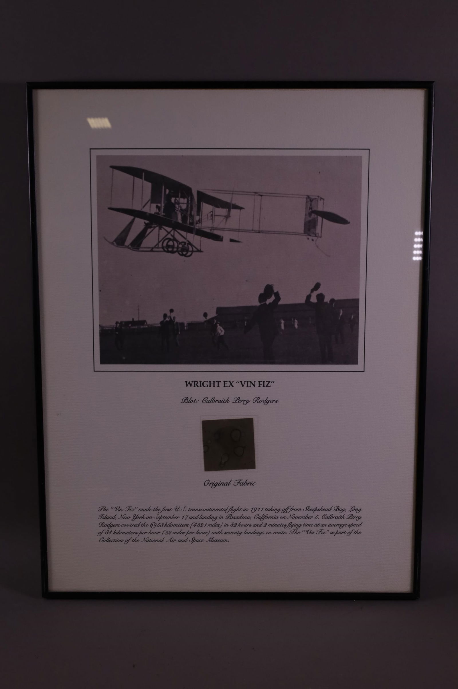 FRAMED "VIN FIZ" AIRPLANE FABRIC (1 of 2)