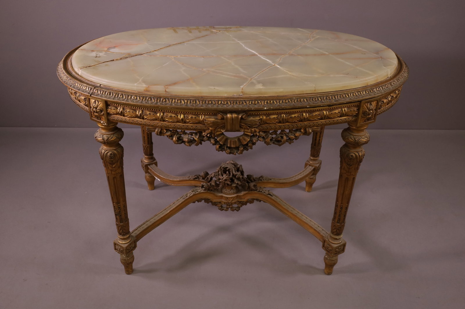 LARGE ANTIQUE GOLD GILT FRENCH CENTER TABLE (1 of 4)