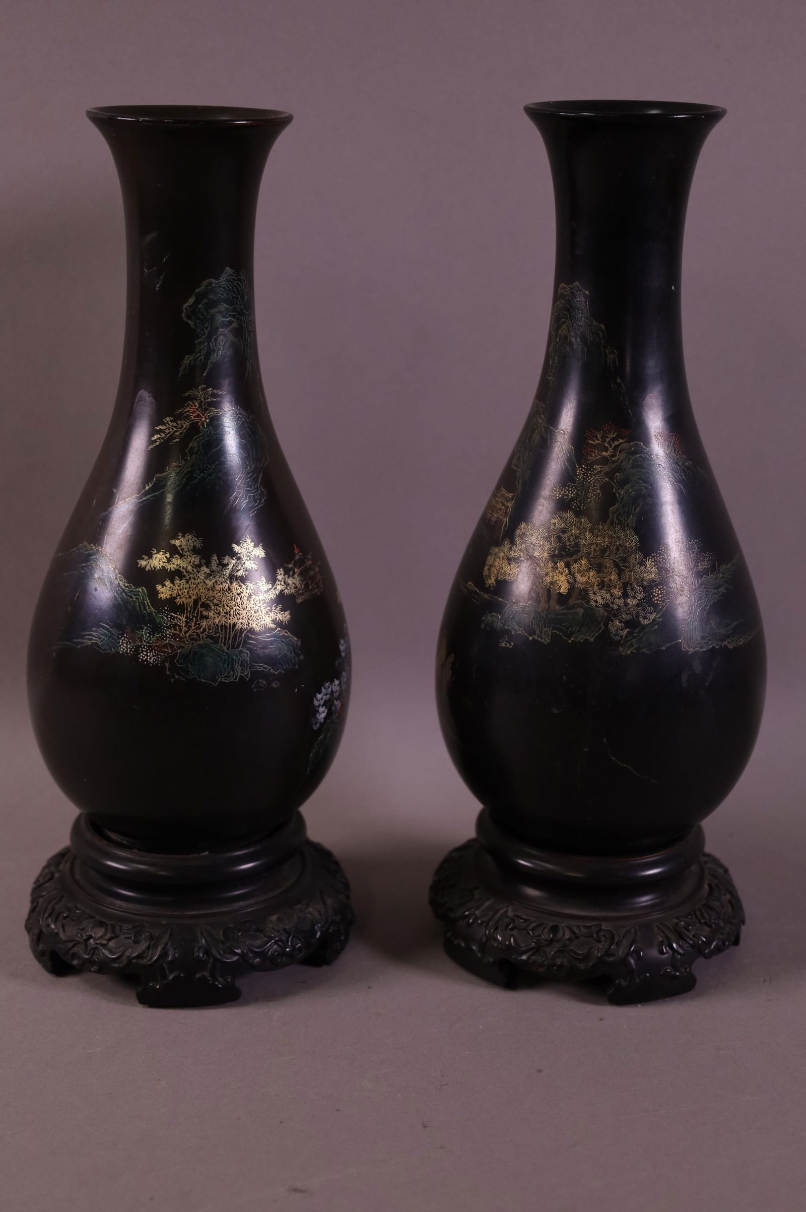 PAIR OF CHINESE LACQUER VASES (1 of 3)
