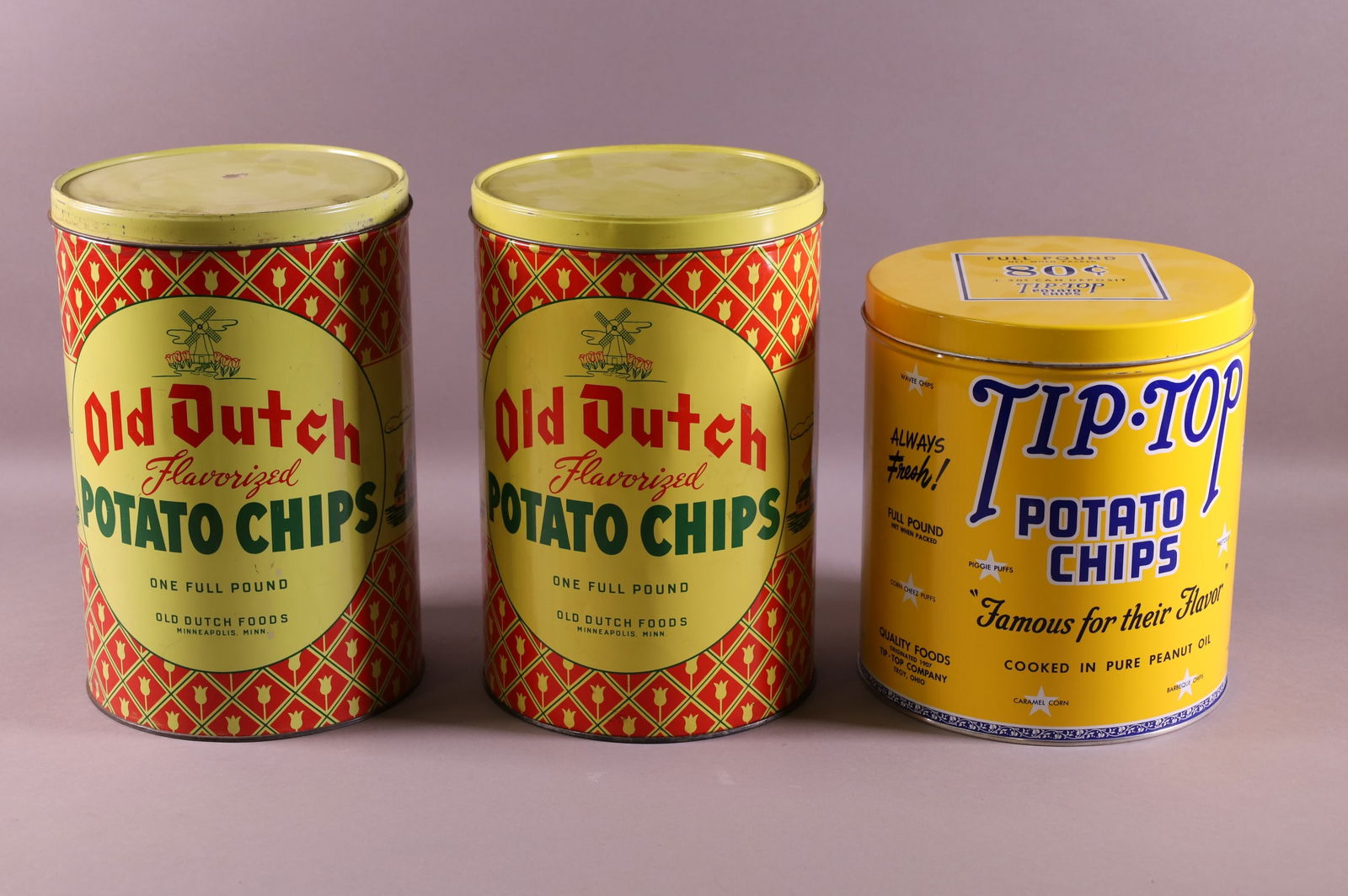 THREE POTATO CHIP TINS (1 of 2)