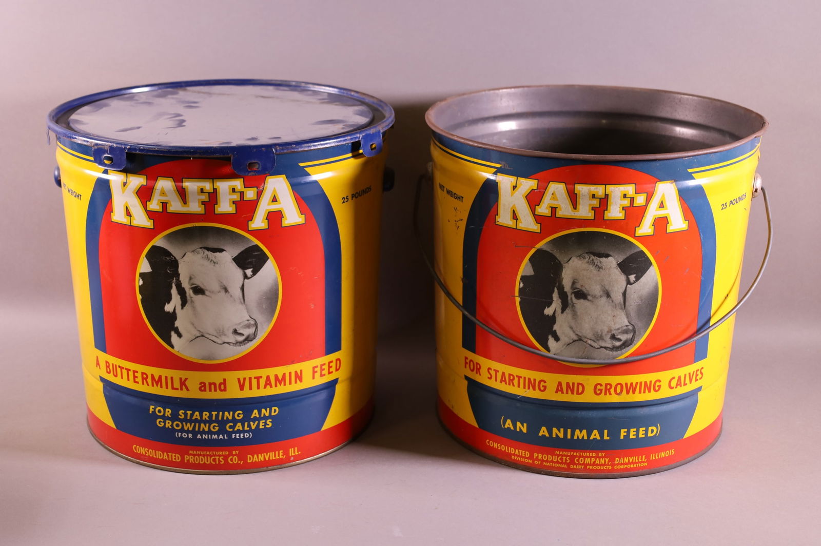 TWO LARGE KAFF-A TINS WITH COW GRAPHICS (1 of 2)