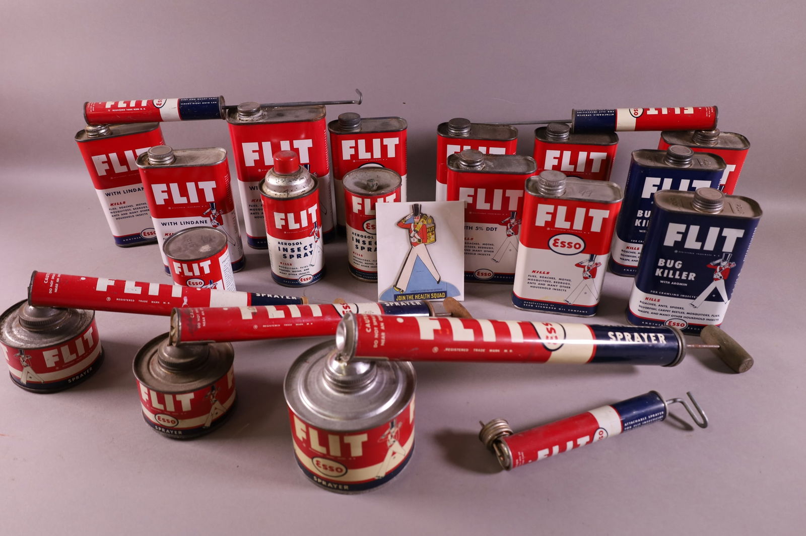 LARGE LOT OF FLIT (ESSO) ITEMS: CANS, SPRAYERS.