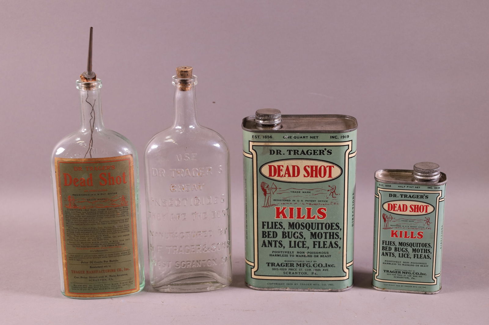 FOUR DR TRAGER'S DEAD SHOT CANS & BOTTLES (1 of 3)