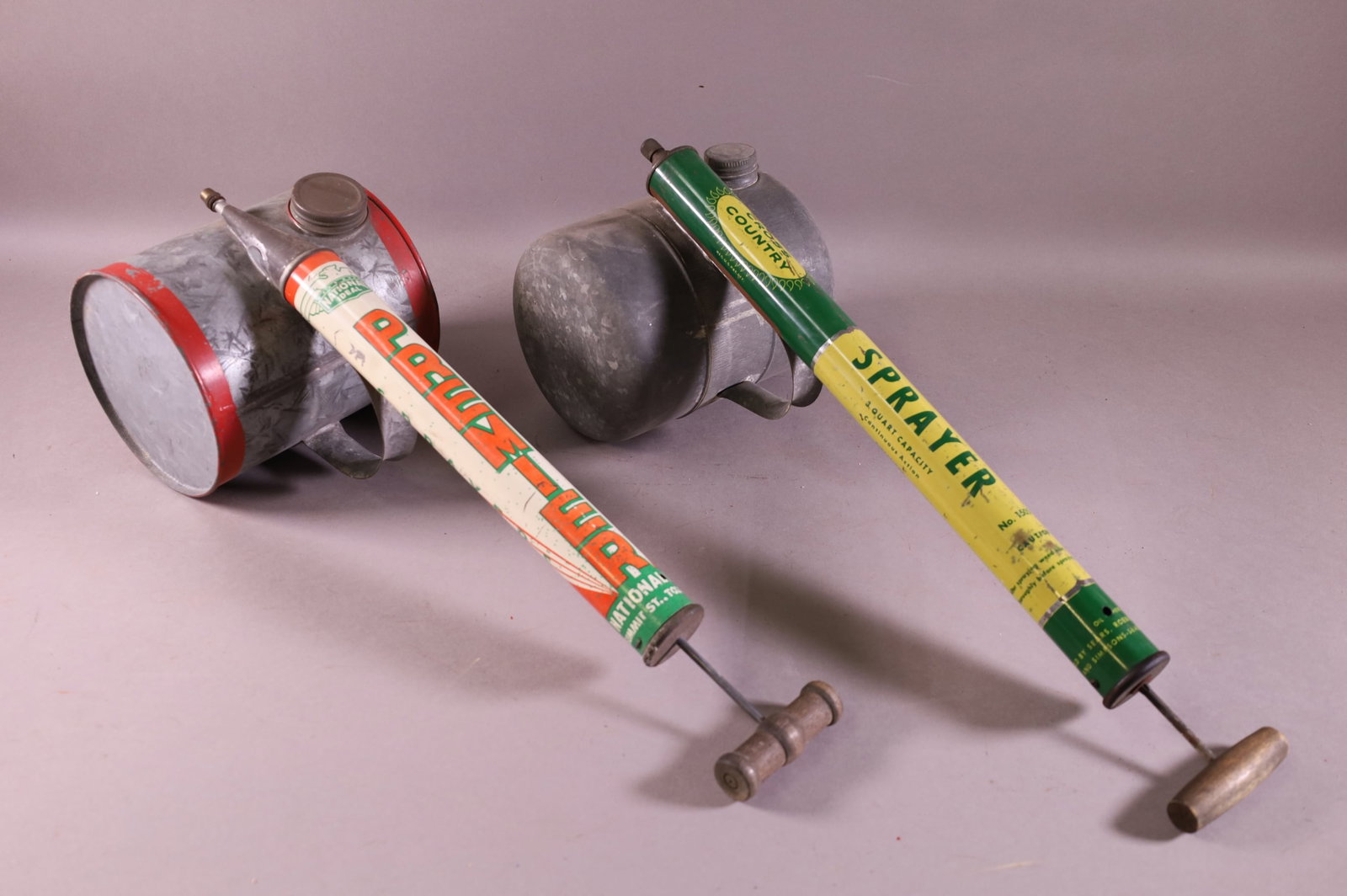 TWO LARGE SPRAYERS: CROSS COUNTRY (SEARS). & PREMIER (NATIONAL IDEAL).