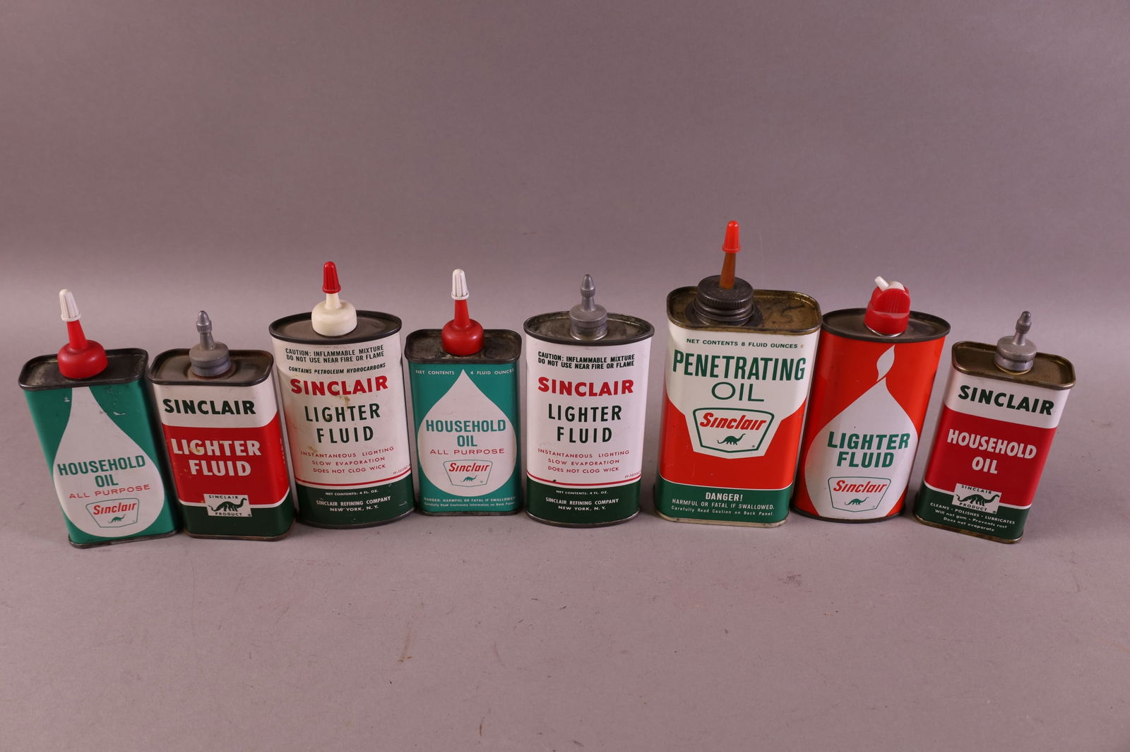 EIGHT SINCLAIR HANDY OILER CANS (1 of 1)