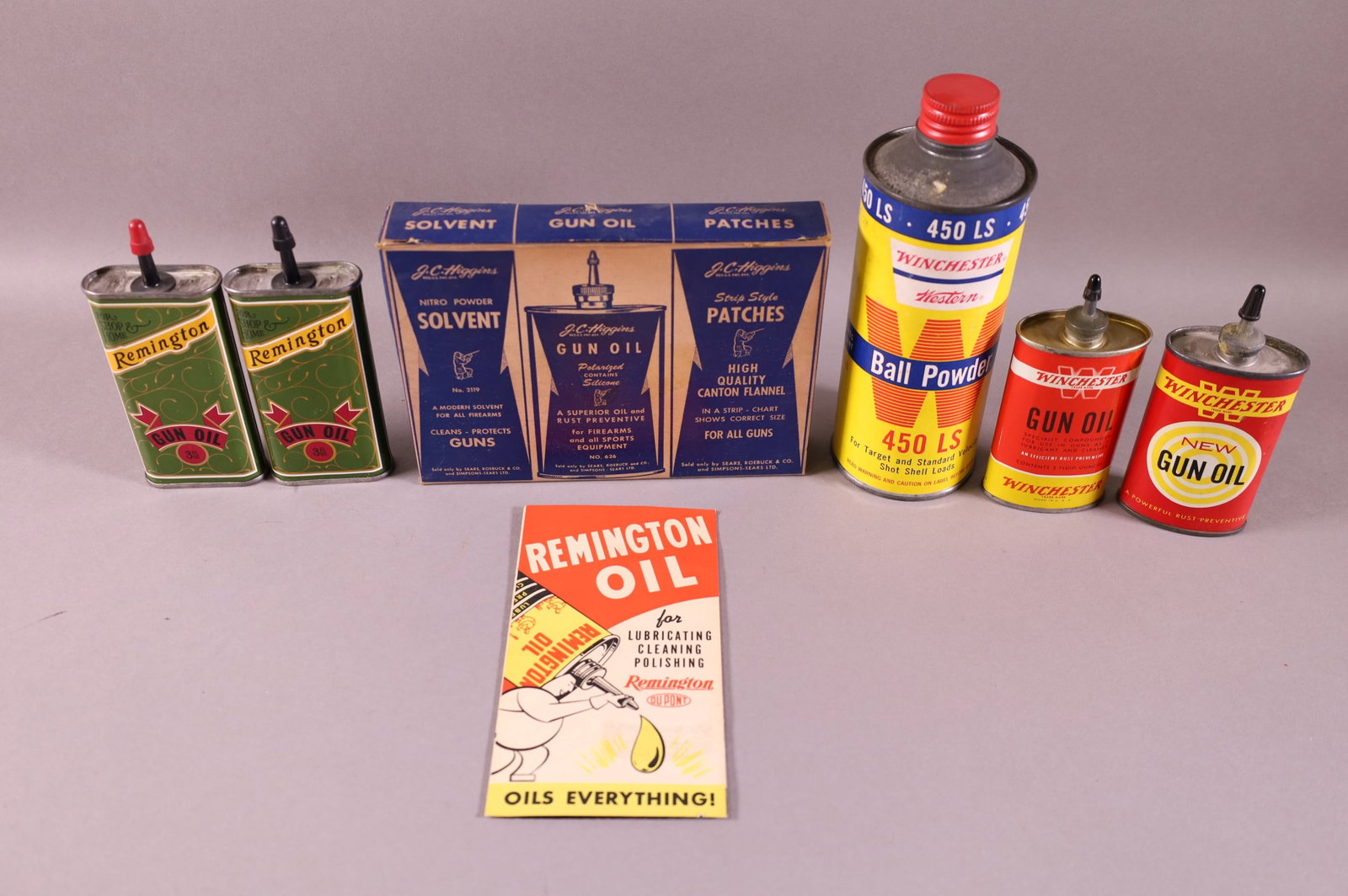 6 GUN OIL CANS: REMINGTON, J.C. HIGGINS, & WINCHESTER