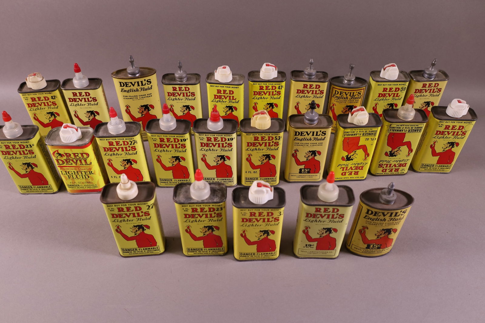 25 RED DEVIL LIGHTER FLUID CANS (1 of 2)