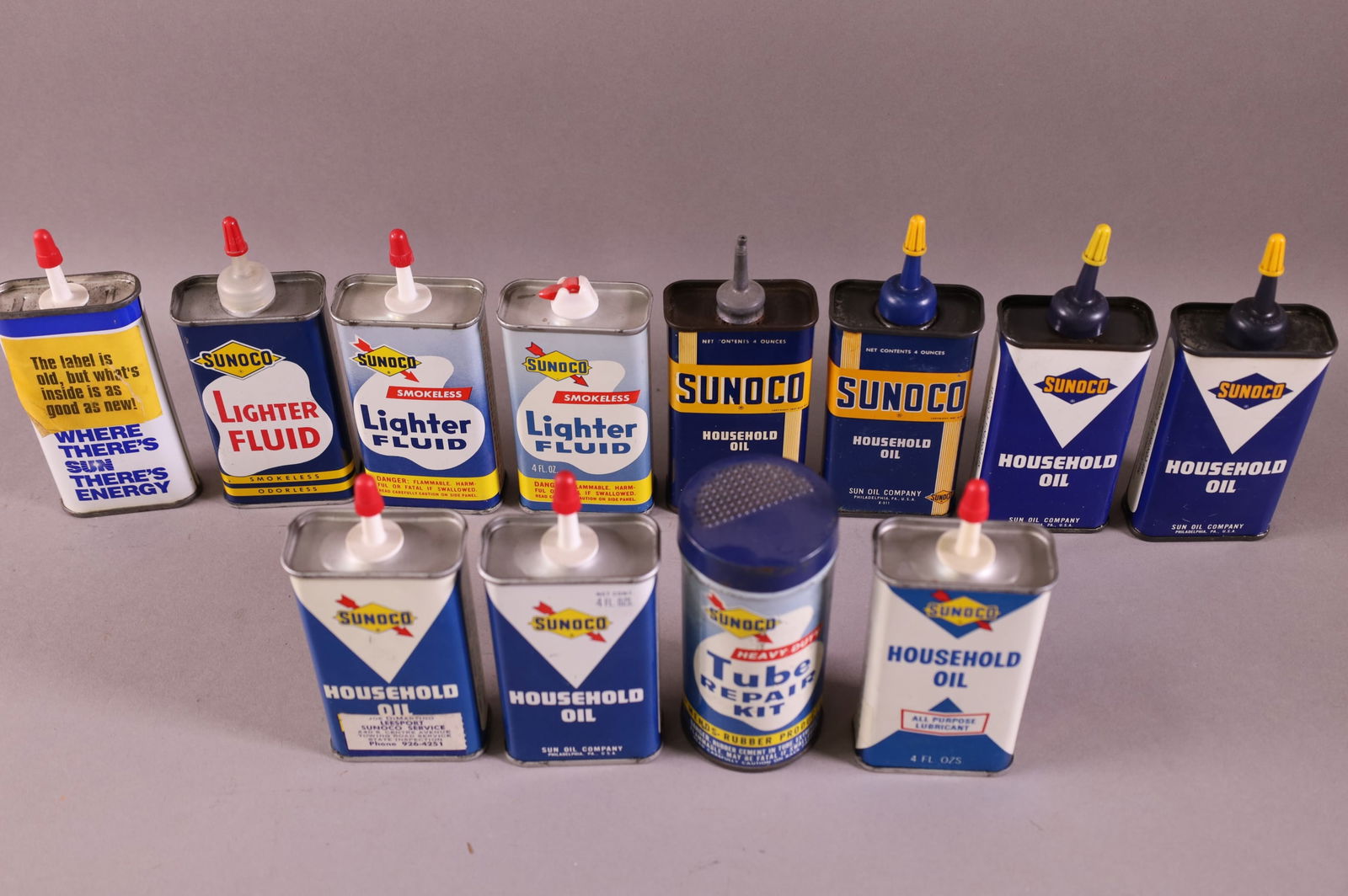 10 SUNOCO HANDY OILERS & 1 TIRE REPAIR KIT CAN (1 of 1)