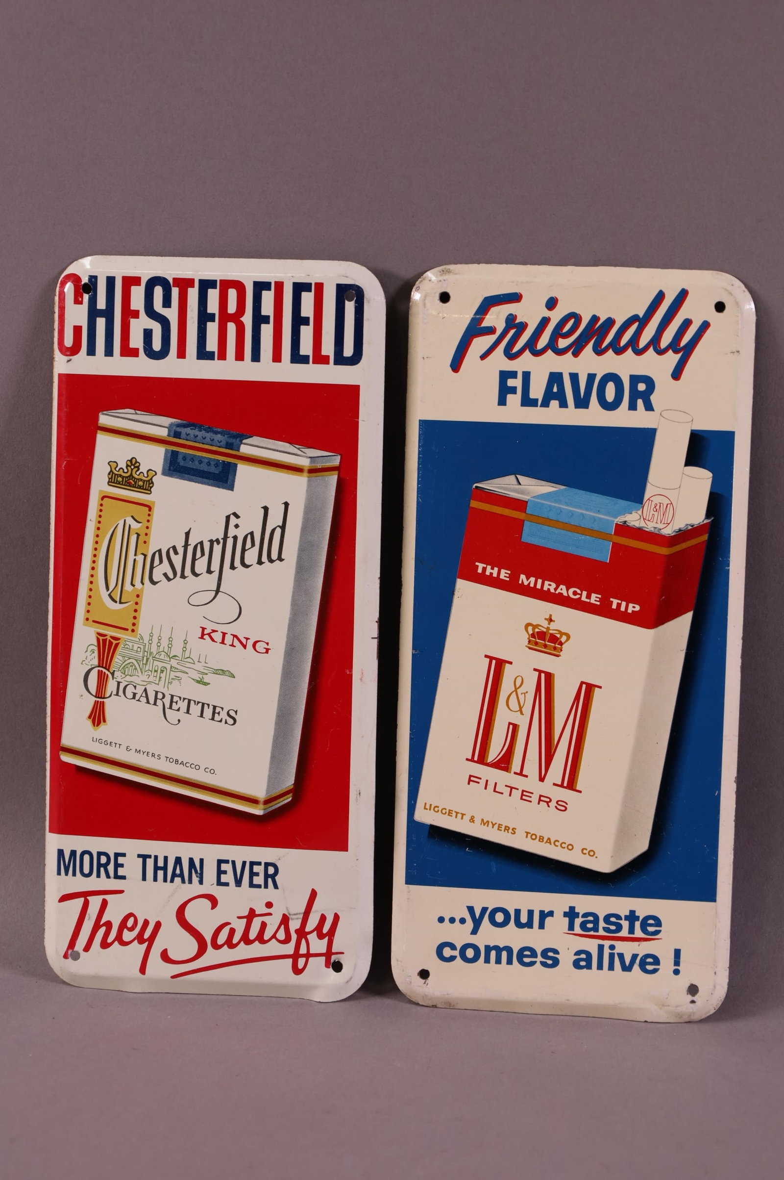 TWO SMALL METAL CIGARETTE SIGNS (1 of 2)