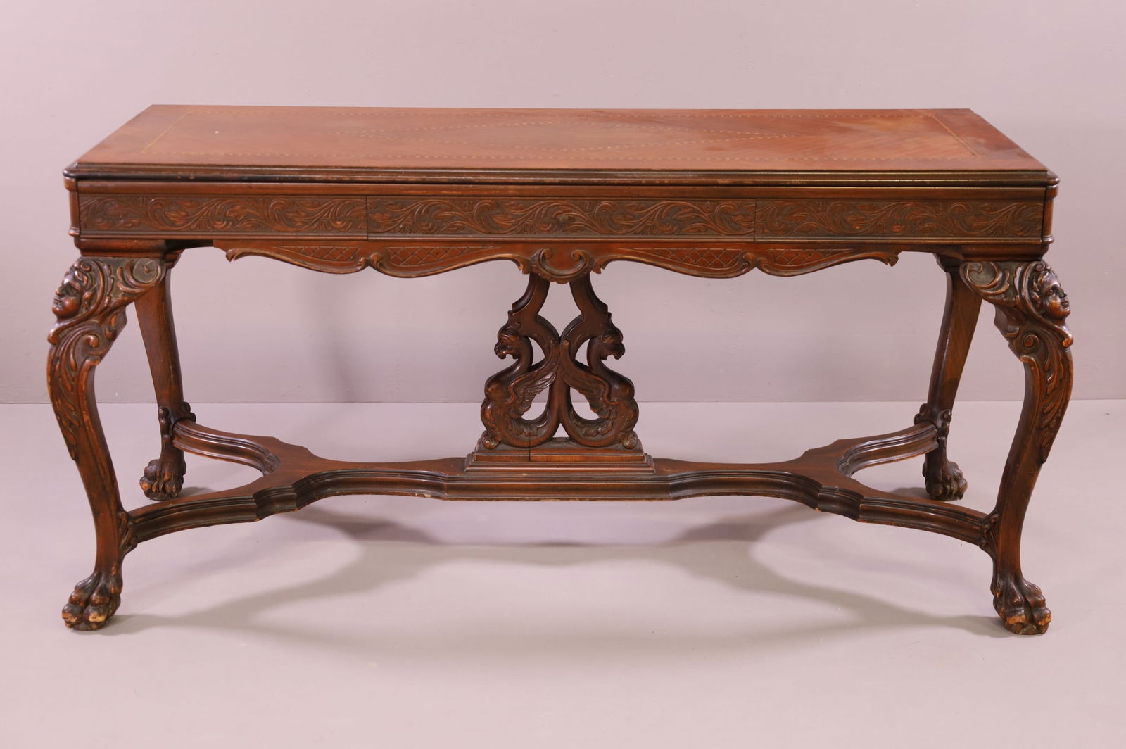1920'S HIGHLY CARVED HALL OF SOFA TABLE (1 of 6)
