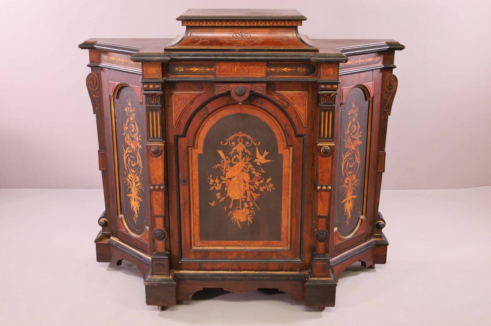 FANCY VICTORIAN INLAID CREDENZA (1 of 6)