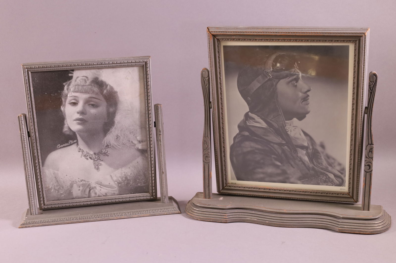 TWO 1920'S SWIVEL PICTURE FRAMES: DESK TOP SWIVEL FRAMES, ART DECO. 8" x 10" & 9" x 7"