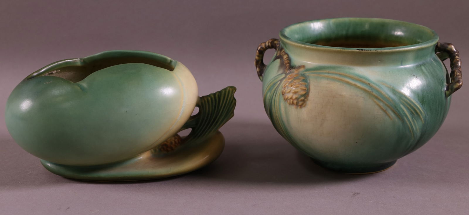 TWO PIECES OF ROSEVILLE PINECONE (1 of 2)