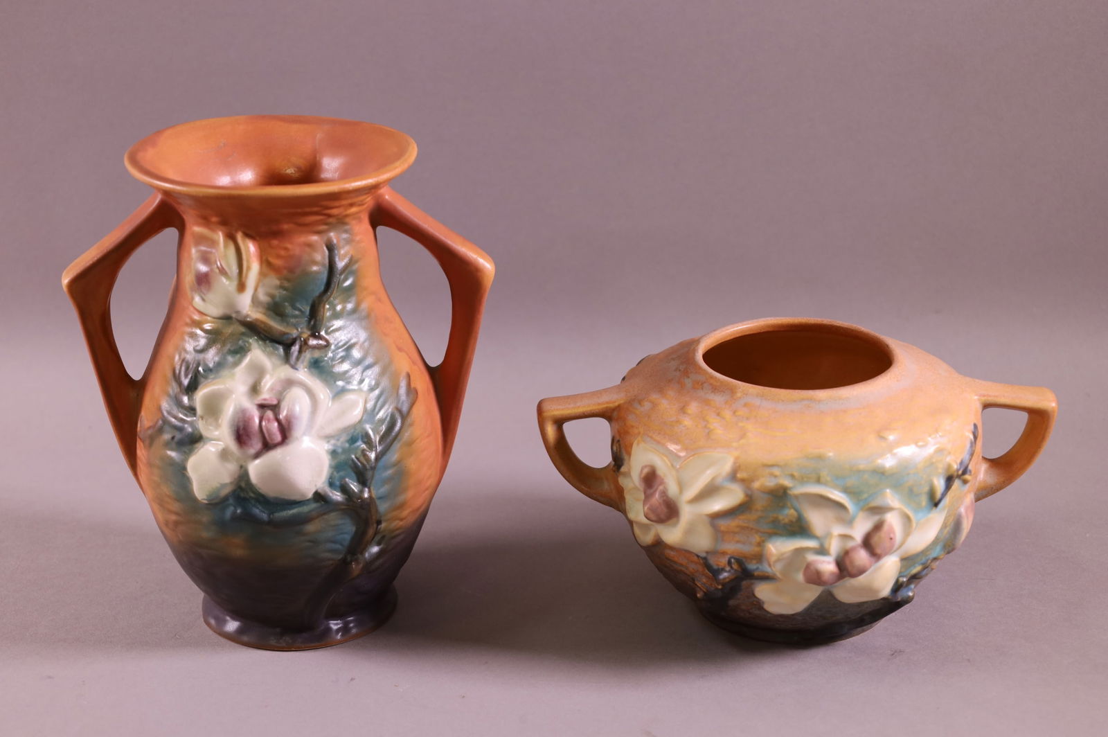 TWO ROSEVILLE MAGNOLIA VASES (1 of 2)