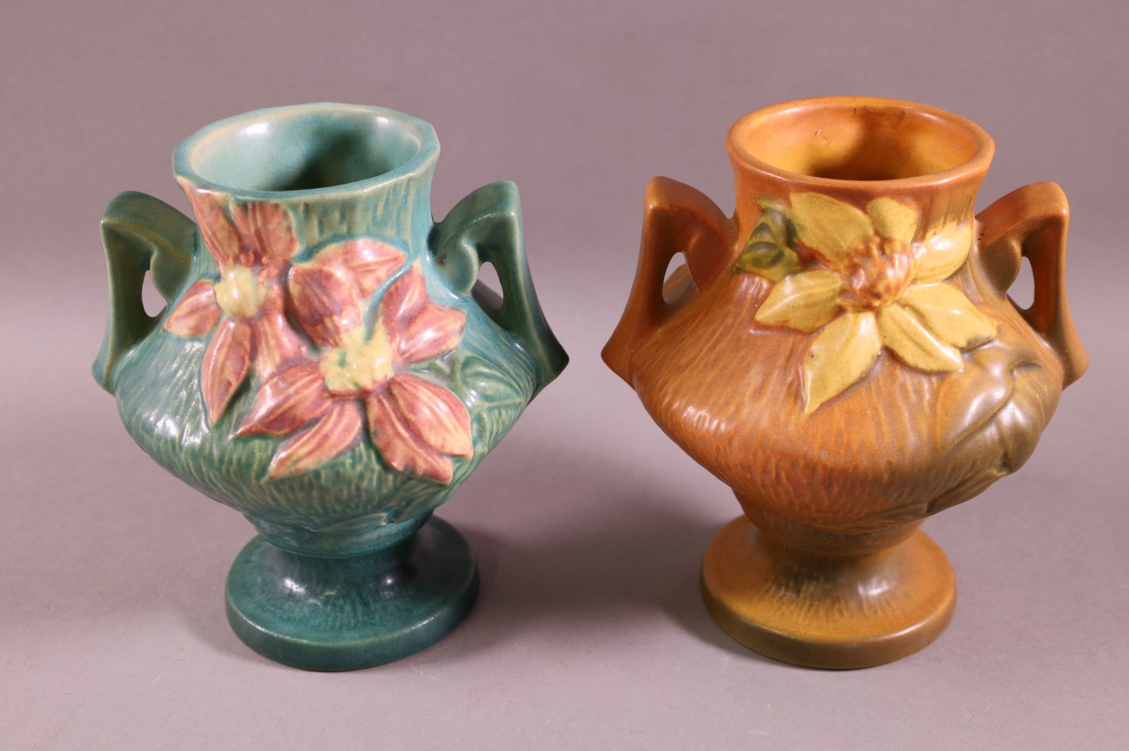 TWO ROSEVILLE CLEMATIS VASES (1 of 3)
