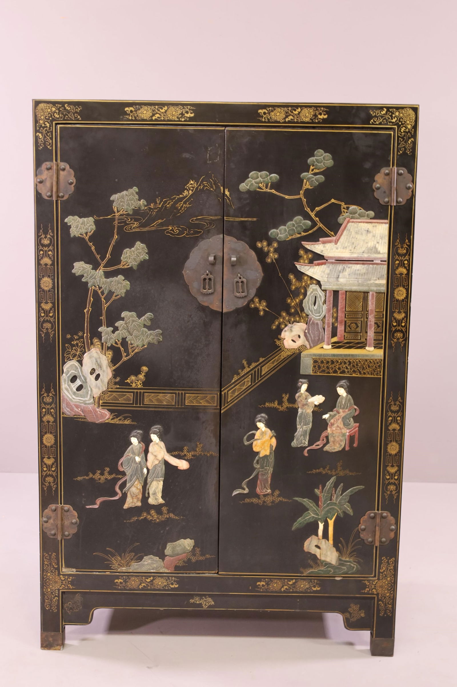 TWO DOOR ASIAN LACQUER CABINET (1 of 4)