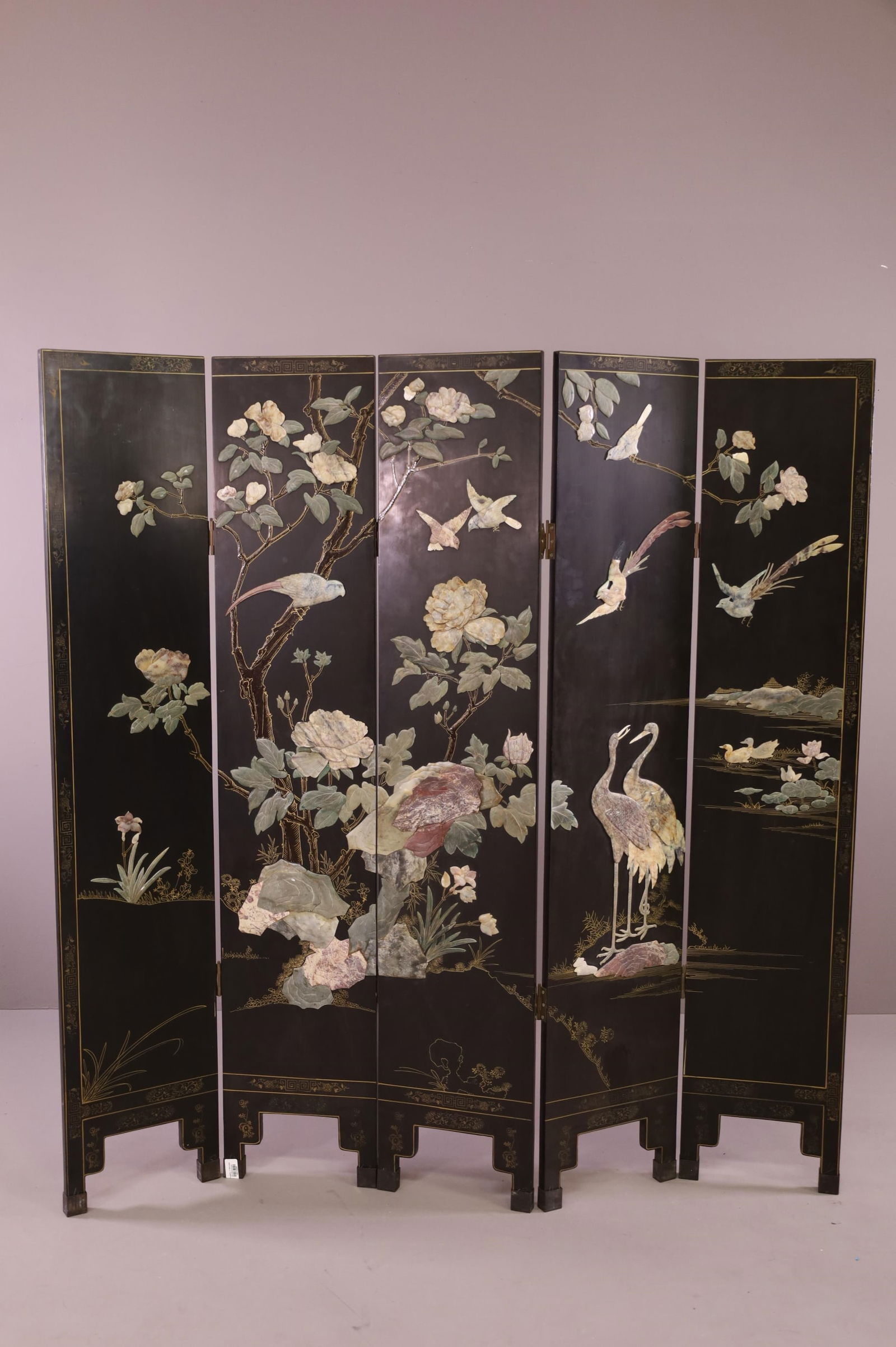 FIVE PANEL ASIAN LACQUER SCREEN (1 of 3)
