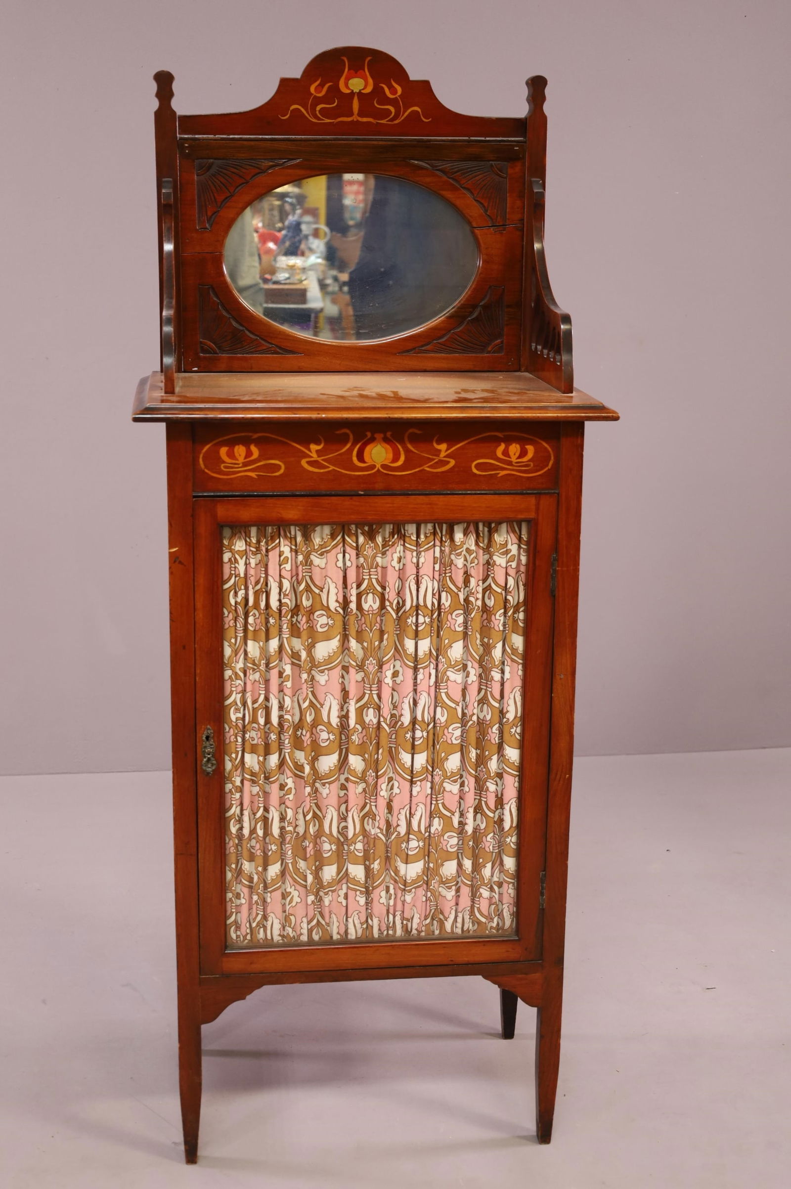 INLAID VICTORIAN MUSIC OR CURIO CABINET (1 of 6)