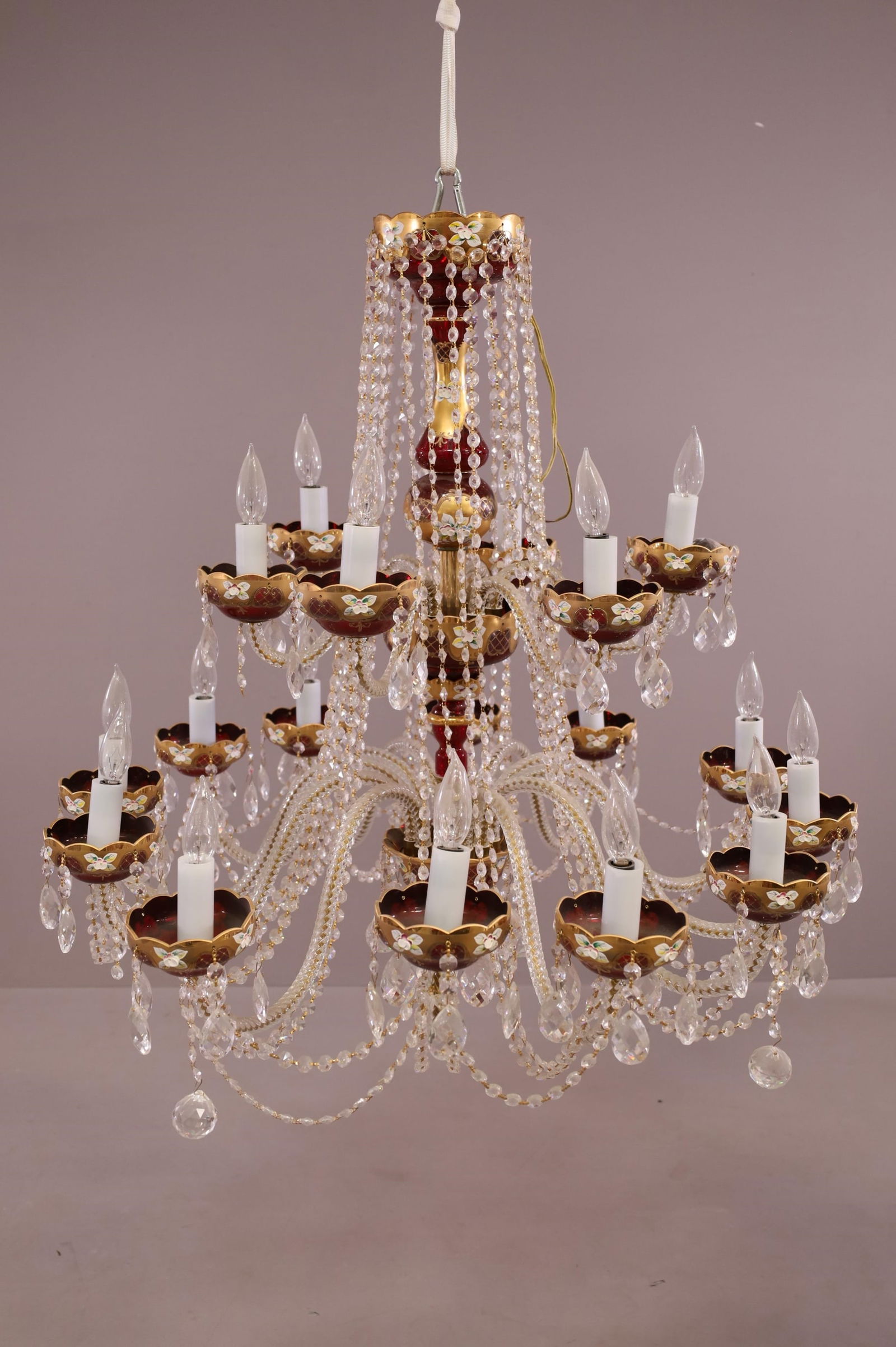 LARGE BOHEMIAN & CRYSTAL PRISM CHANDELIER (1 of 5)