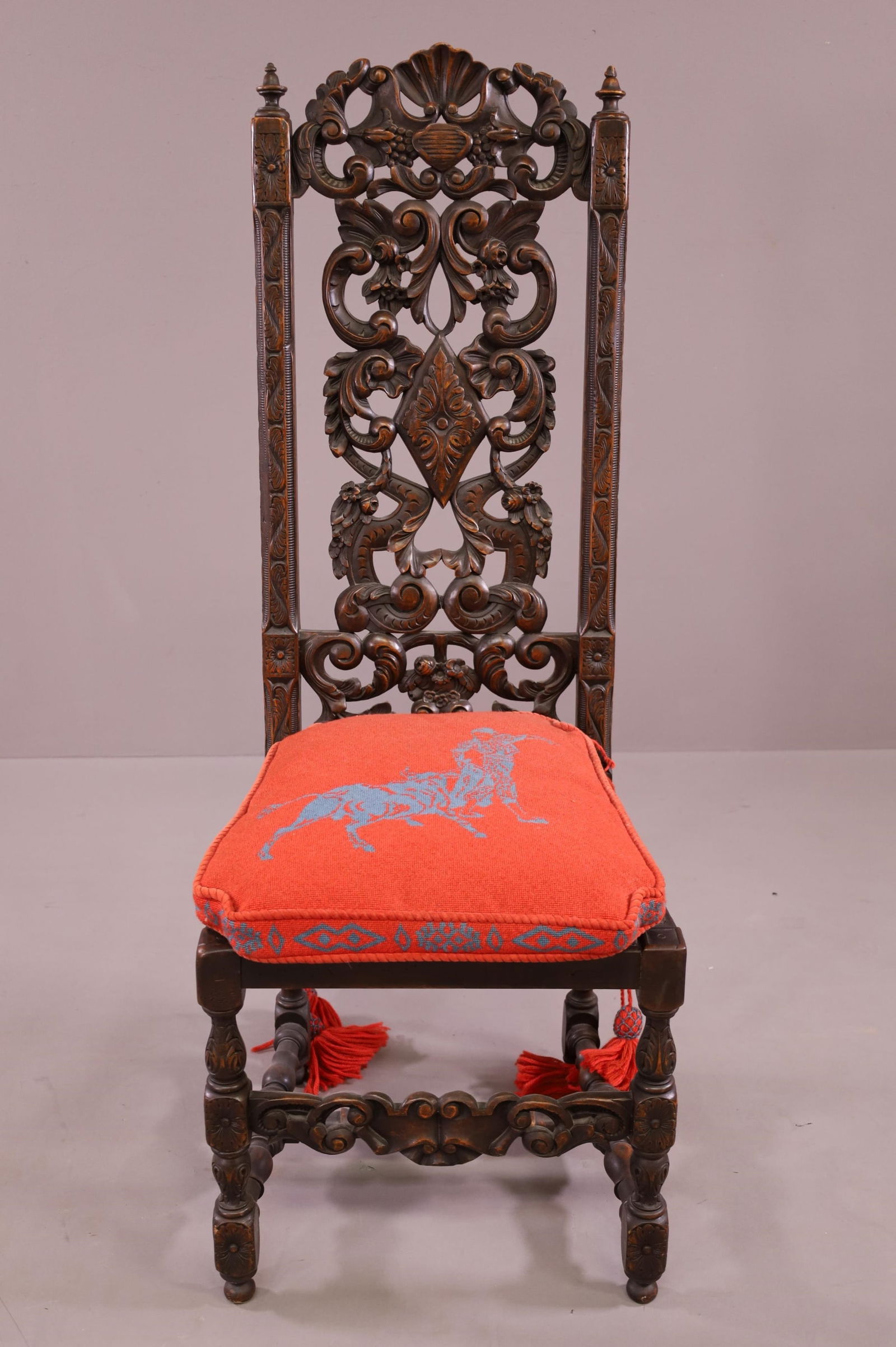 1920'S TALL BACK SPANISH HALL CHAIR (1 of 4)